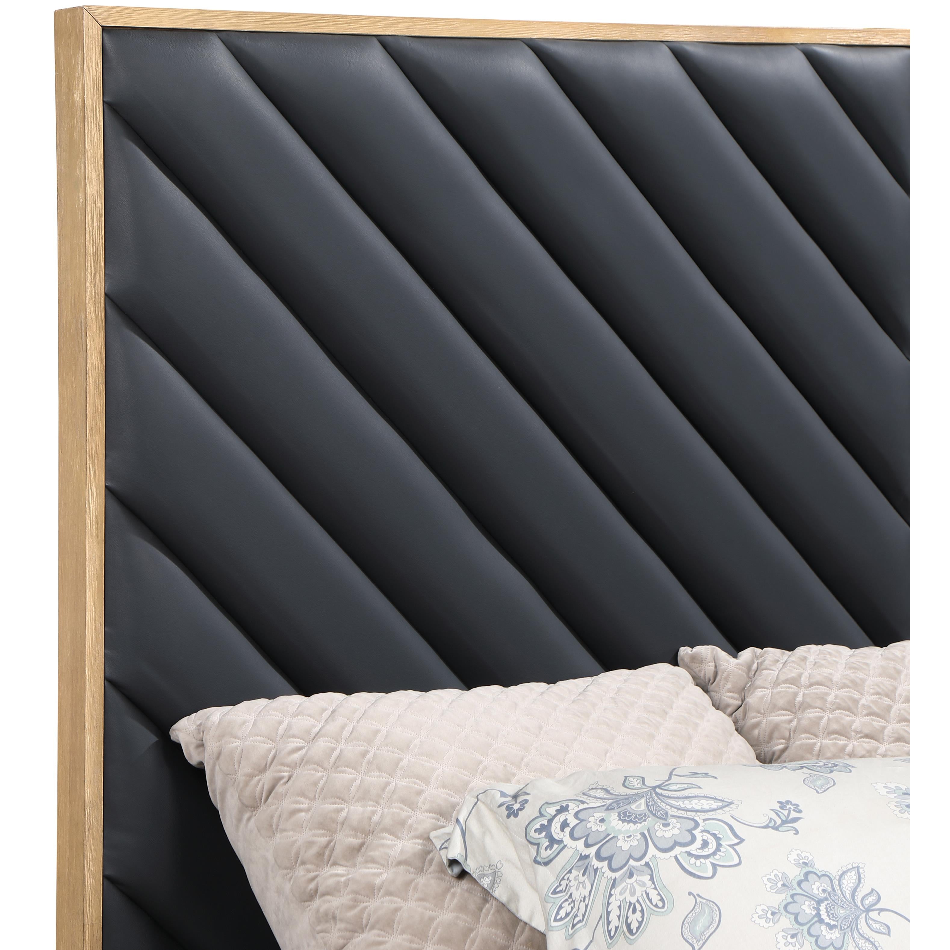 Meridian Casa Black Vegan Leather King Bed (3 Boxes)