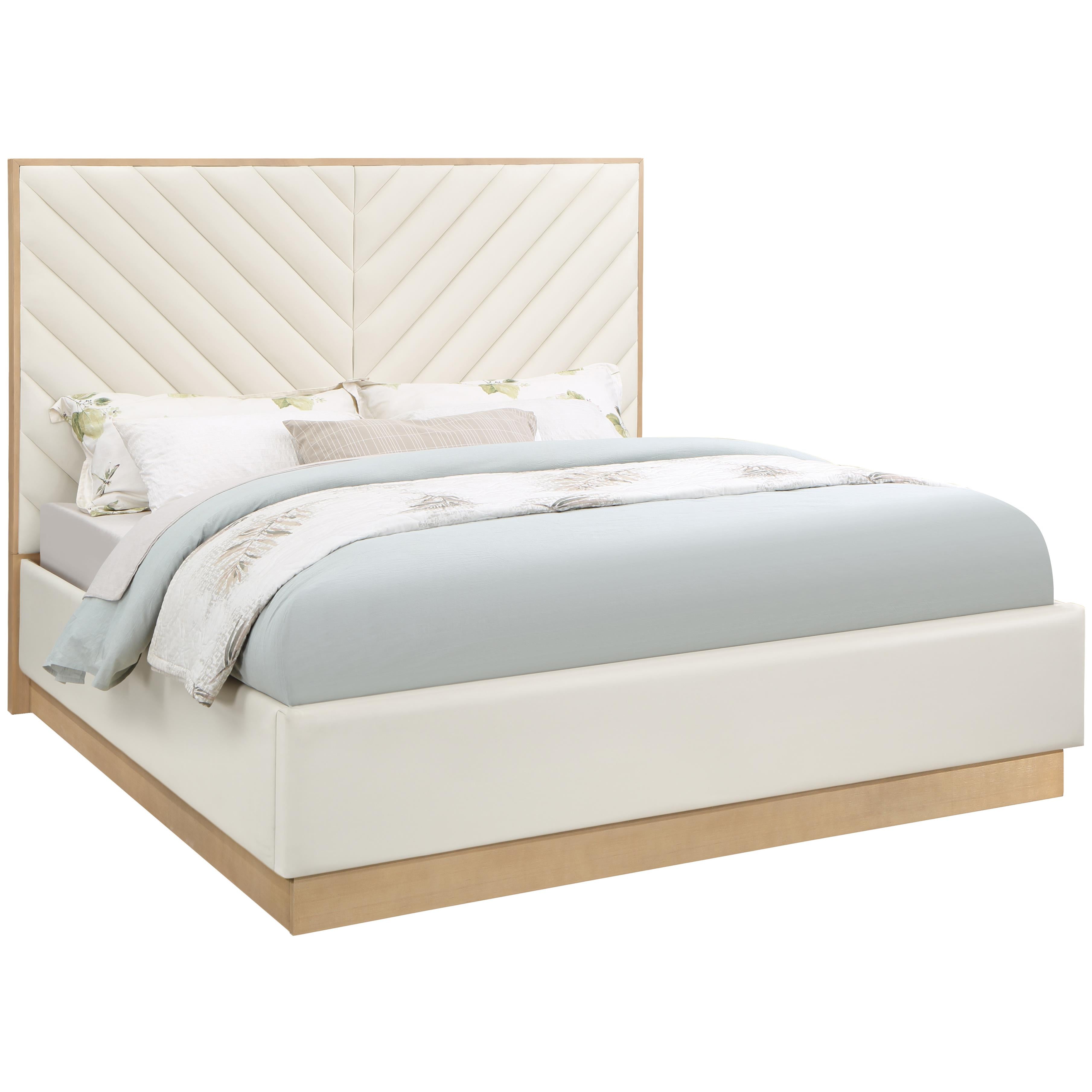 Meridian Casa Cream Vegan Leather King Bed (3 Boxes)