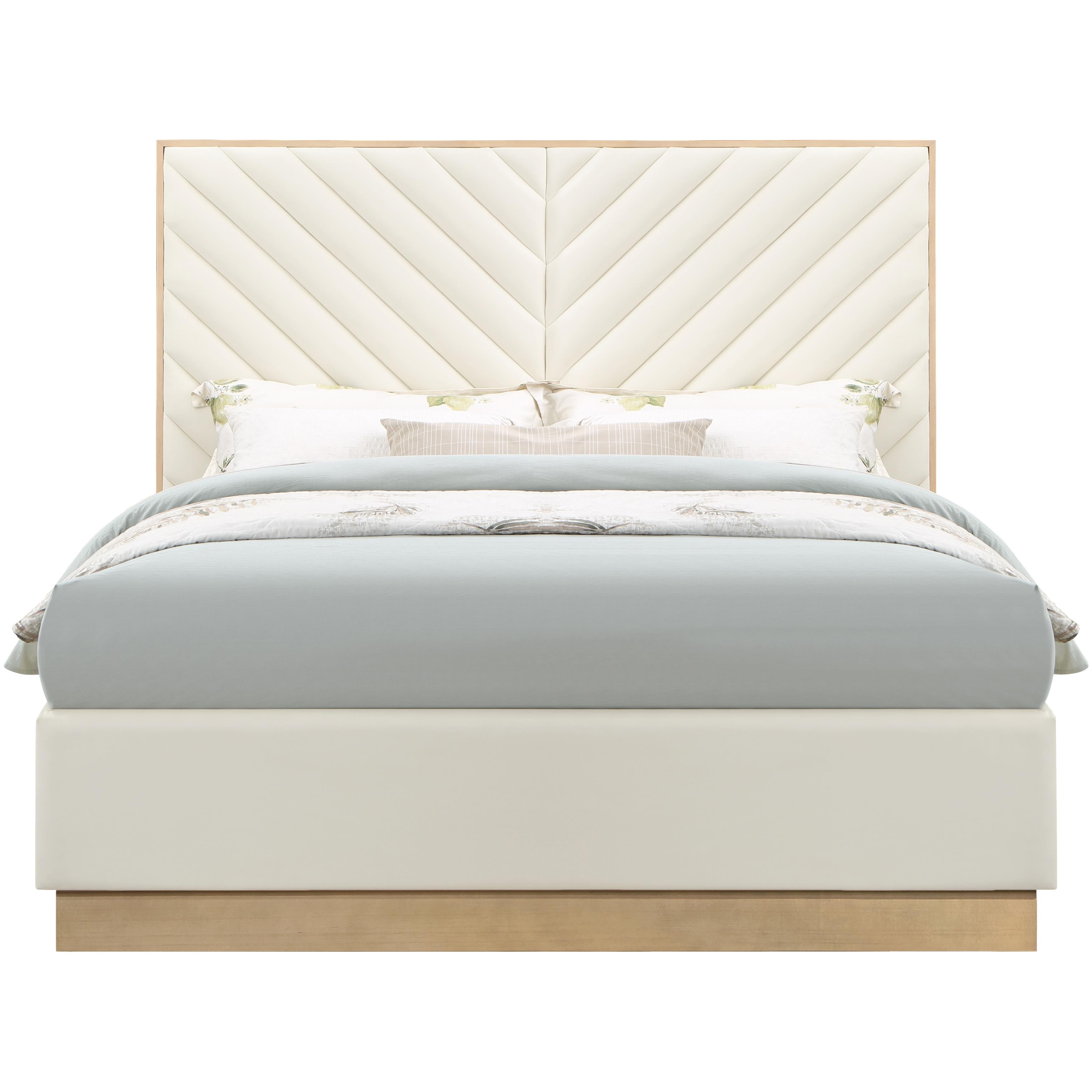 Meridian Casa Cream Vegan Leather King Bed (3 Boxes)