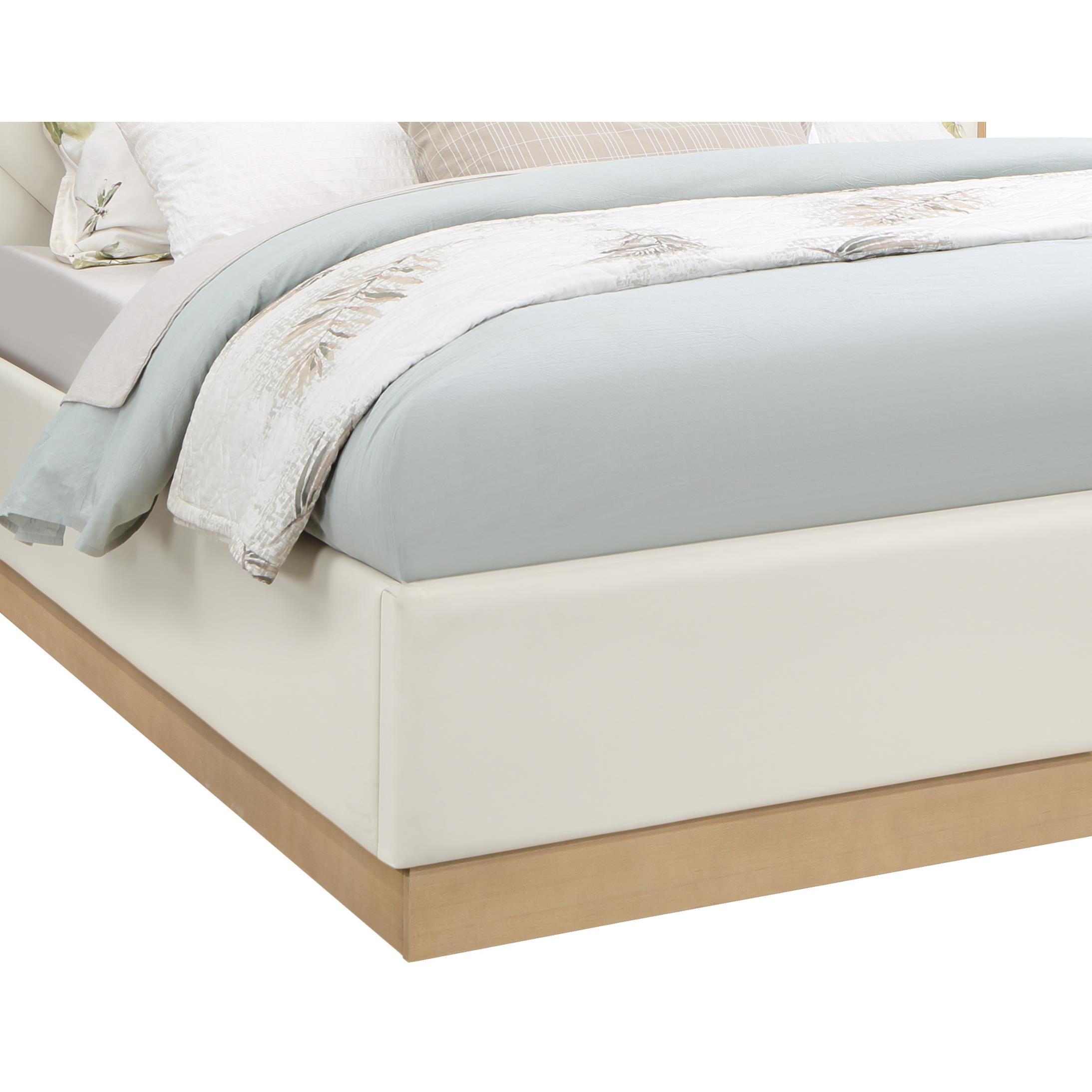 Meridian Casa Cream Vegan Leather King Bed (3 Boxes)