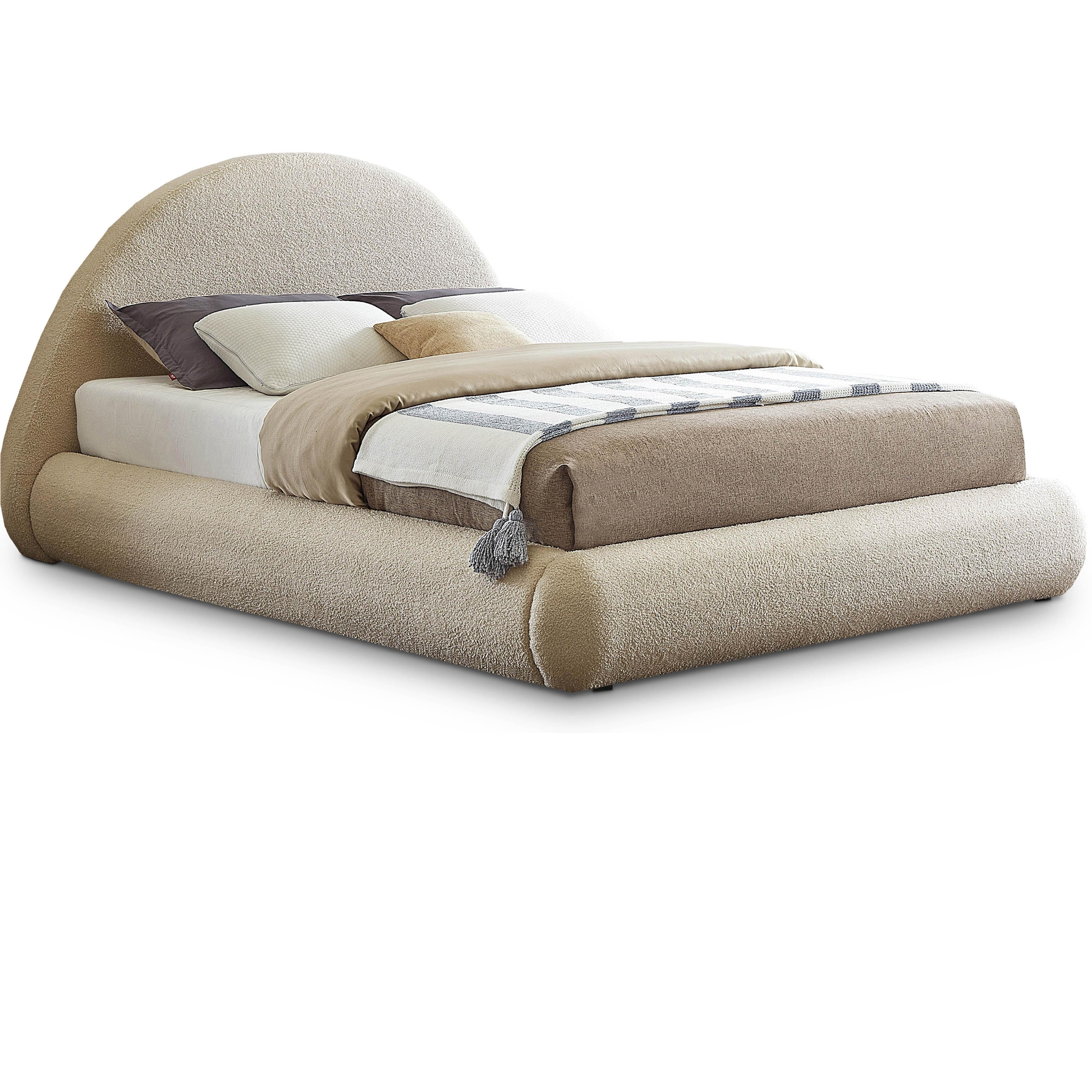 Meridian Rudy Beige Teddy Fabric Full Bed