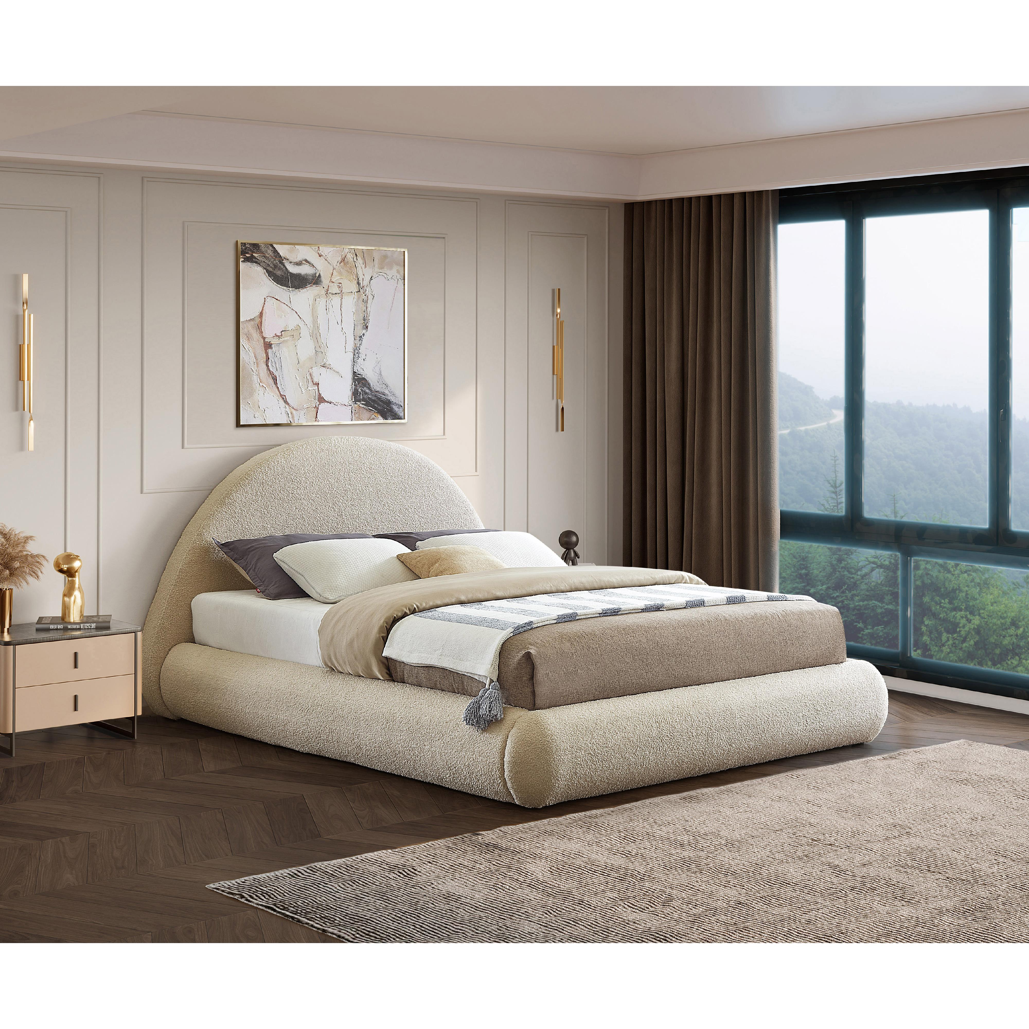 Meridian Rudy Beige Teddy Fabric Full Bed