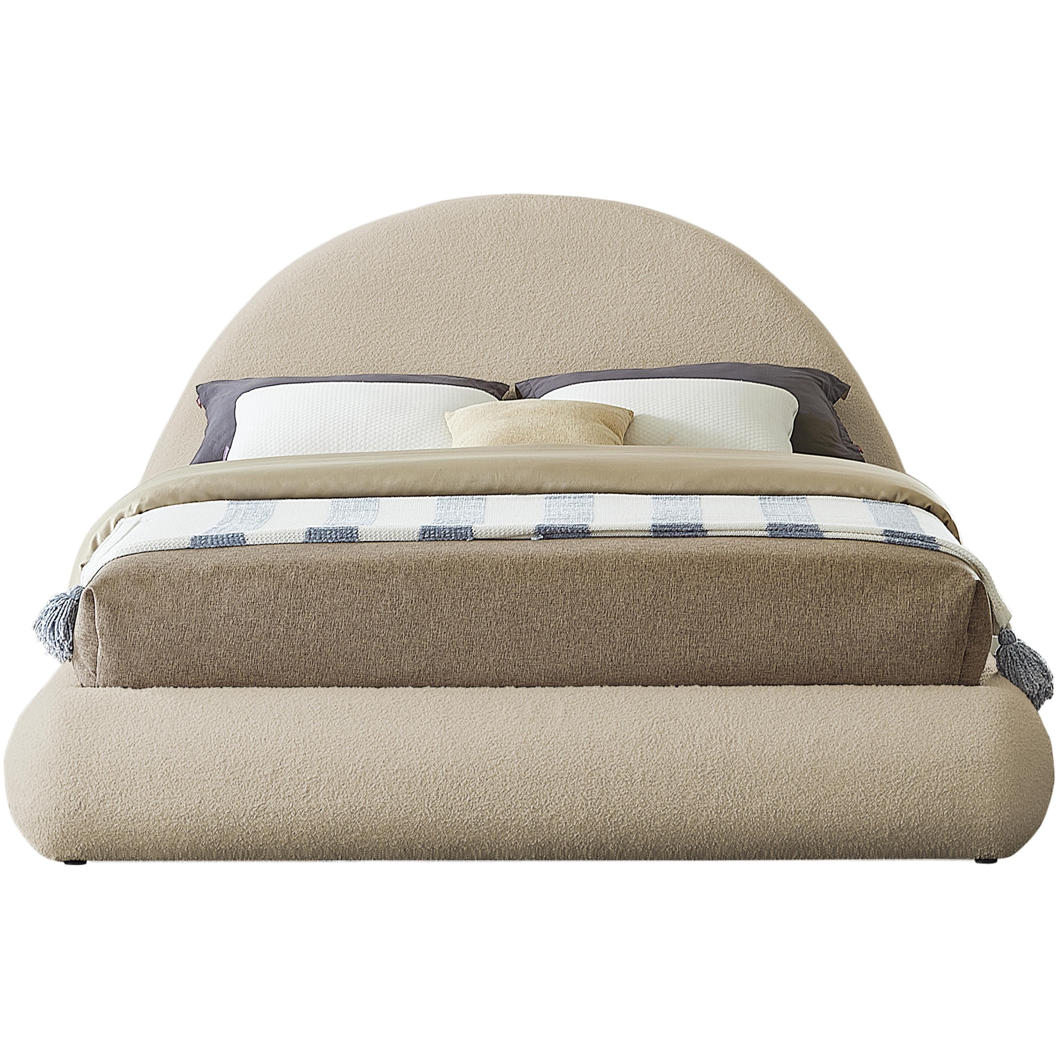 Meridian Rudy Beige Teddy Fabric King Bed