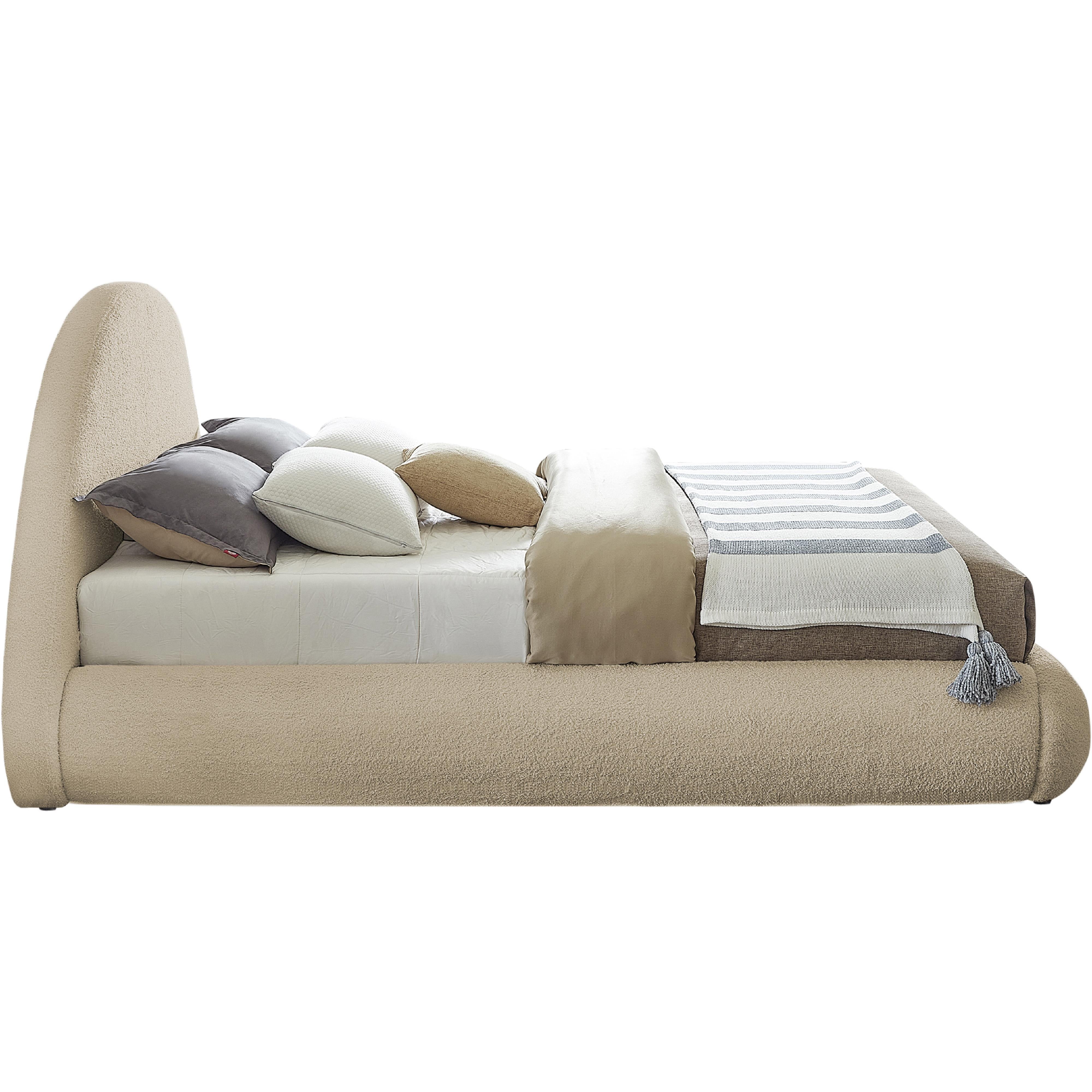 Meridian Rudy Beige Teddy Fabric King Bed