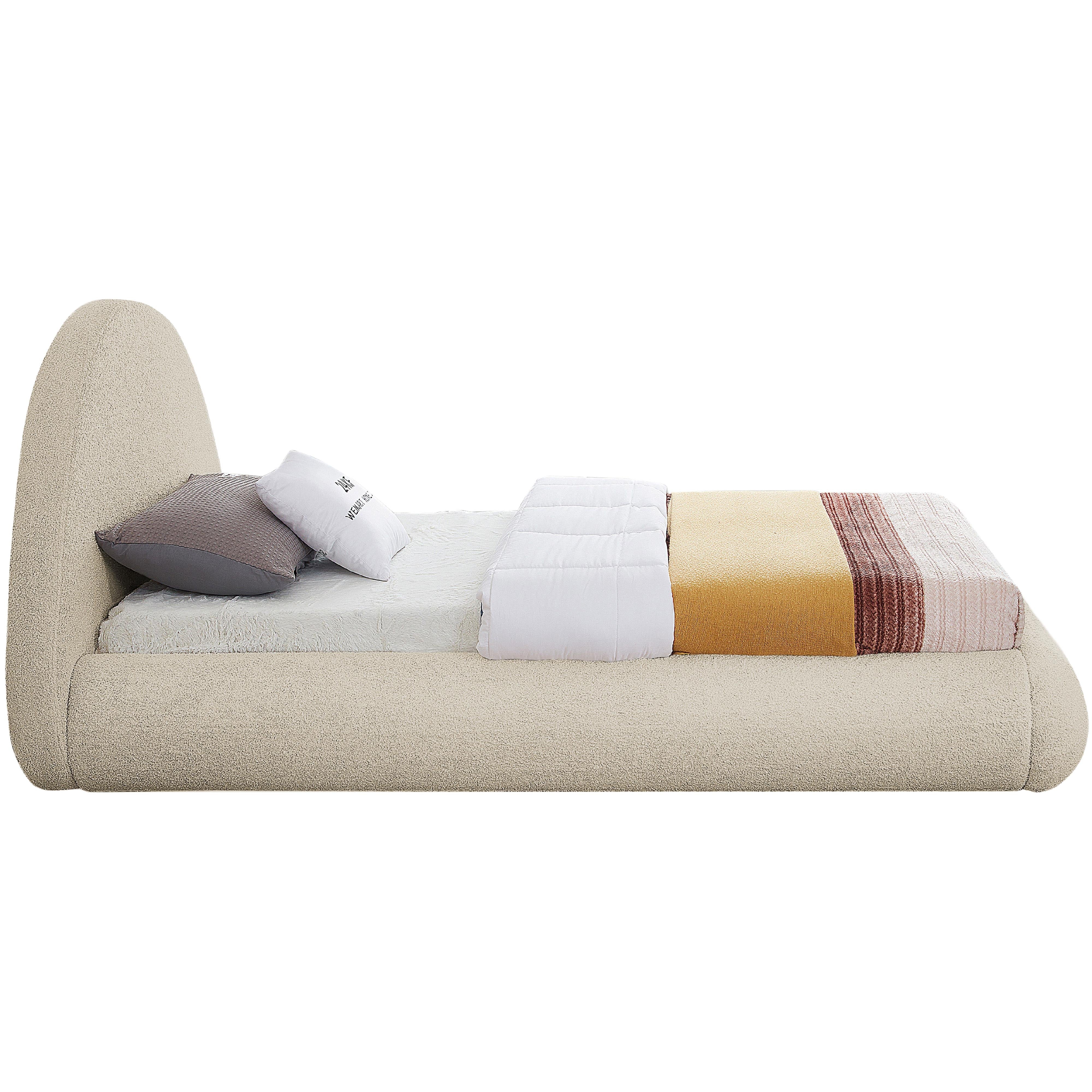 Meridian Rudy Beige Teddy Fabric Twin Bed