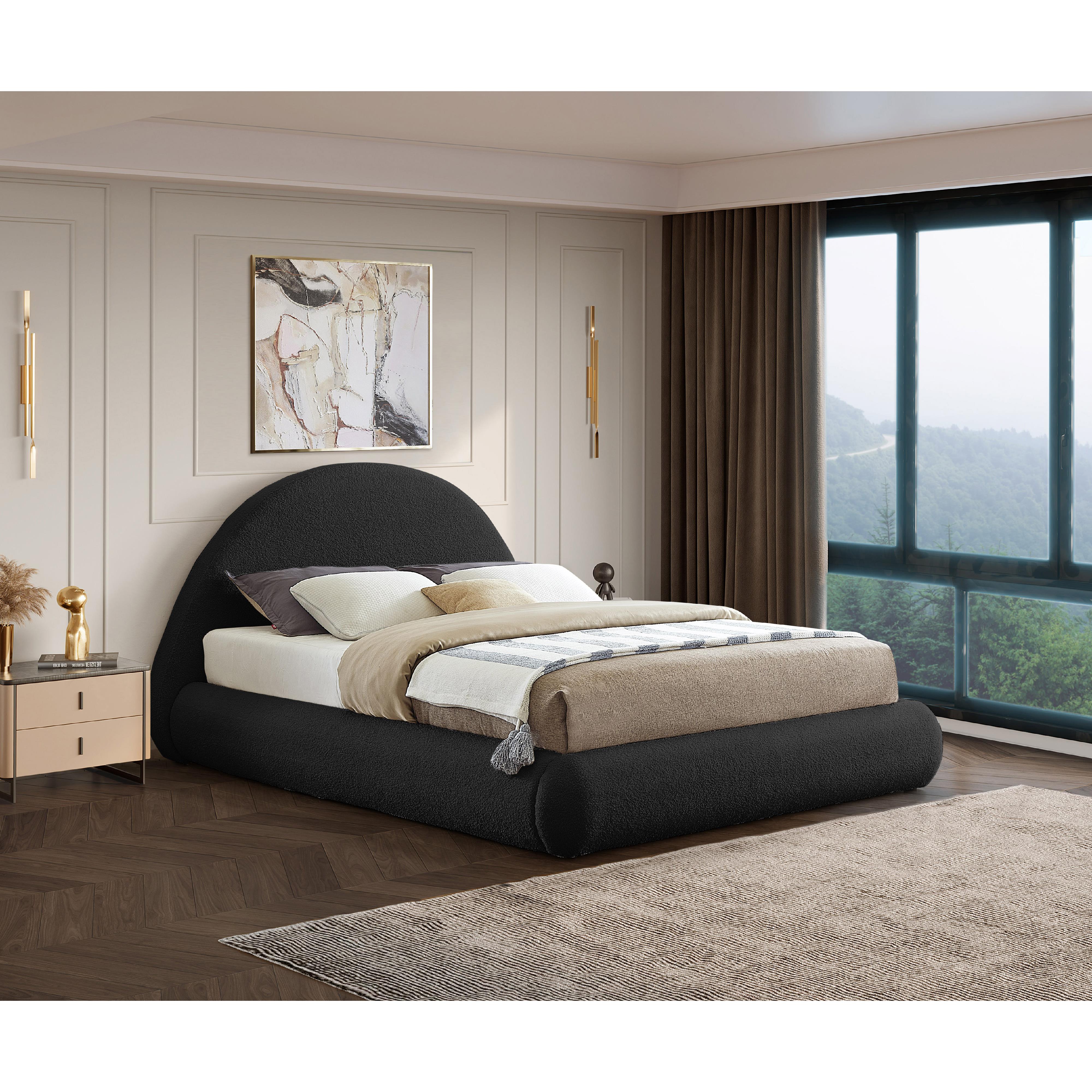 Meridian Rudy Black Teddy Fabric Full Bed