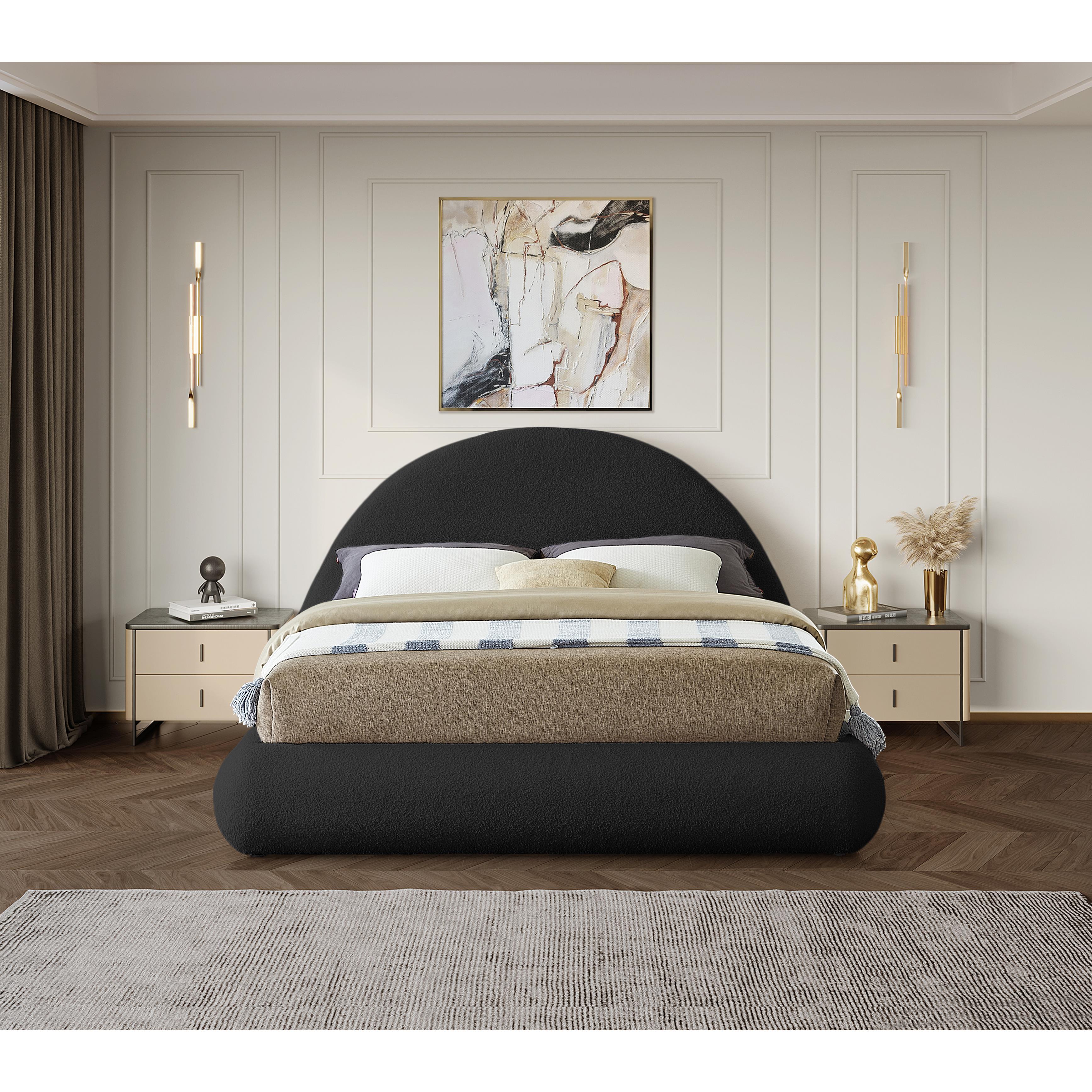 Meridian Rudy Black Teddy Fabric Full Bed