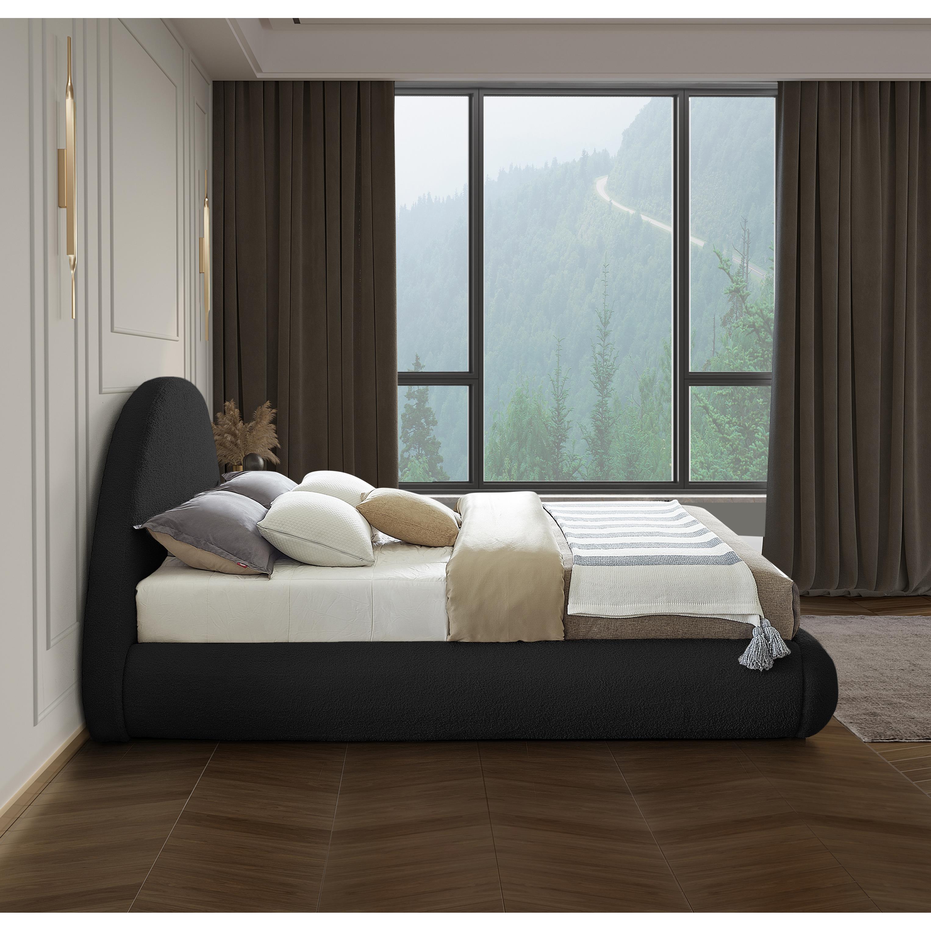 Meridian Rudy Black Teddy Fabric Full Bed