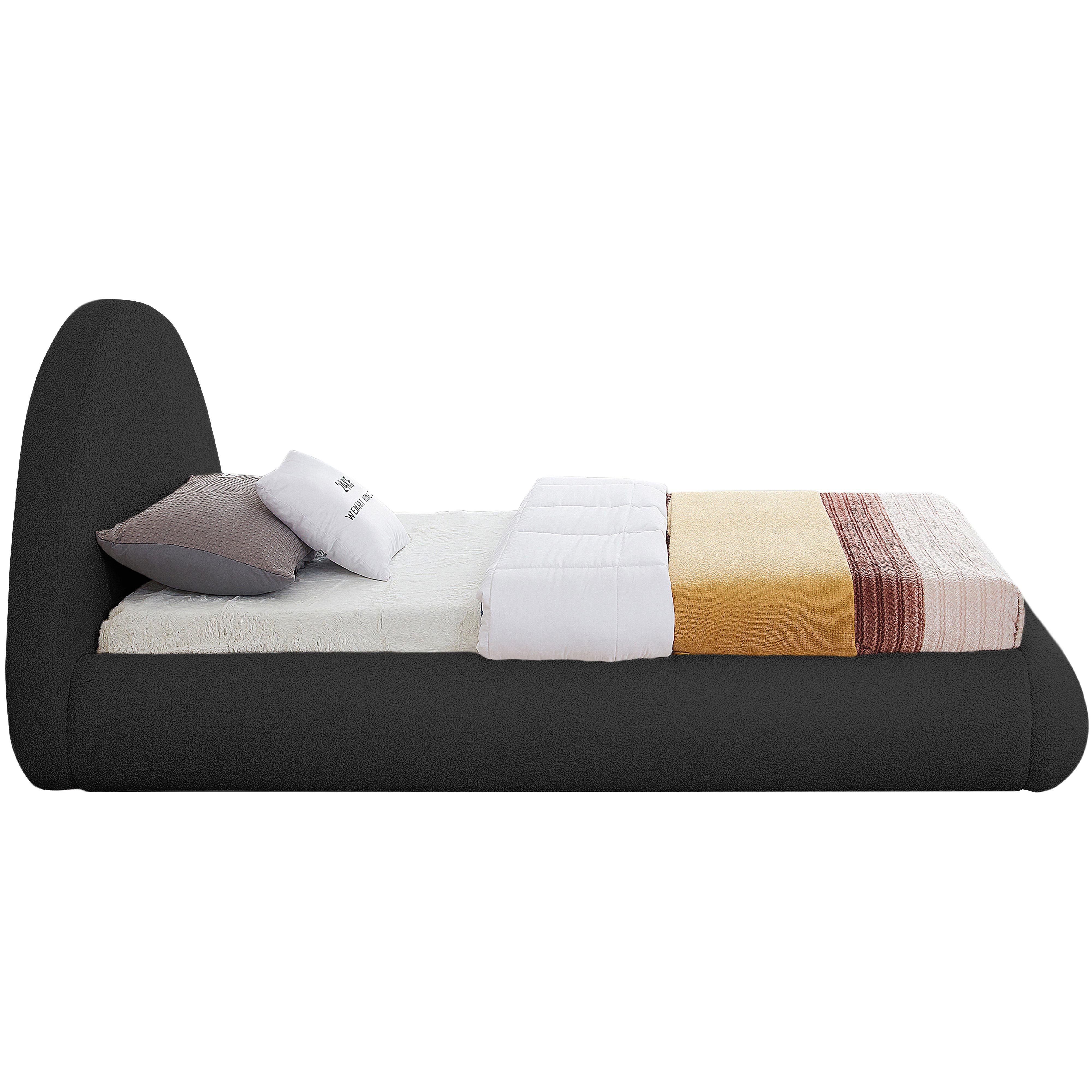 Meridian Rudy Black Teddy Fabric Twin Bed