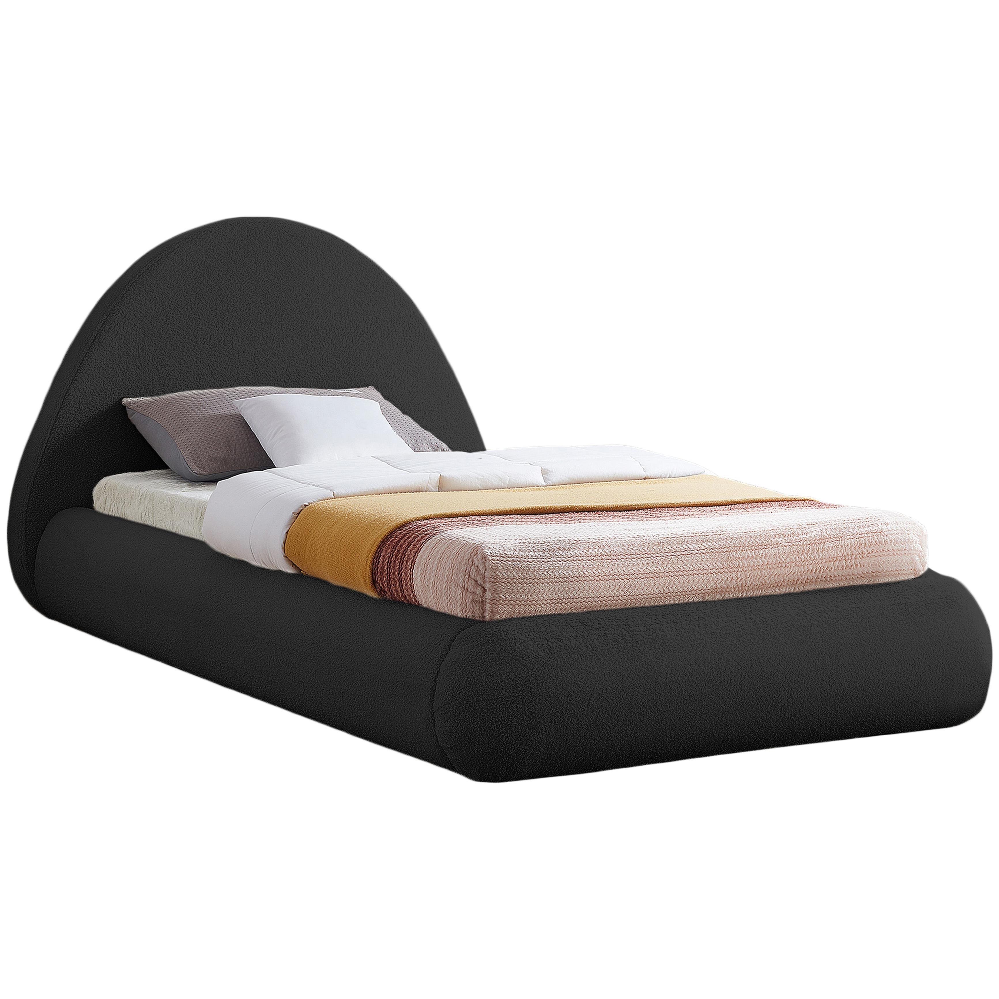 Meridian Rudy Black Teddy Fabric Twin Bed