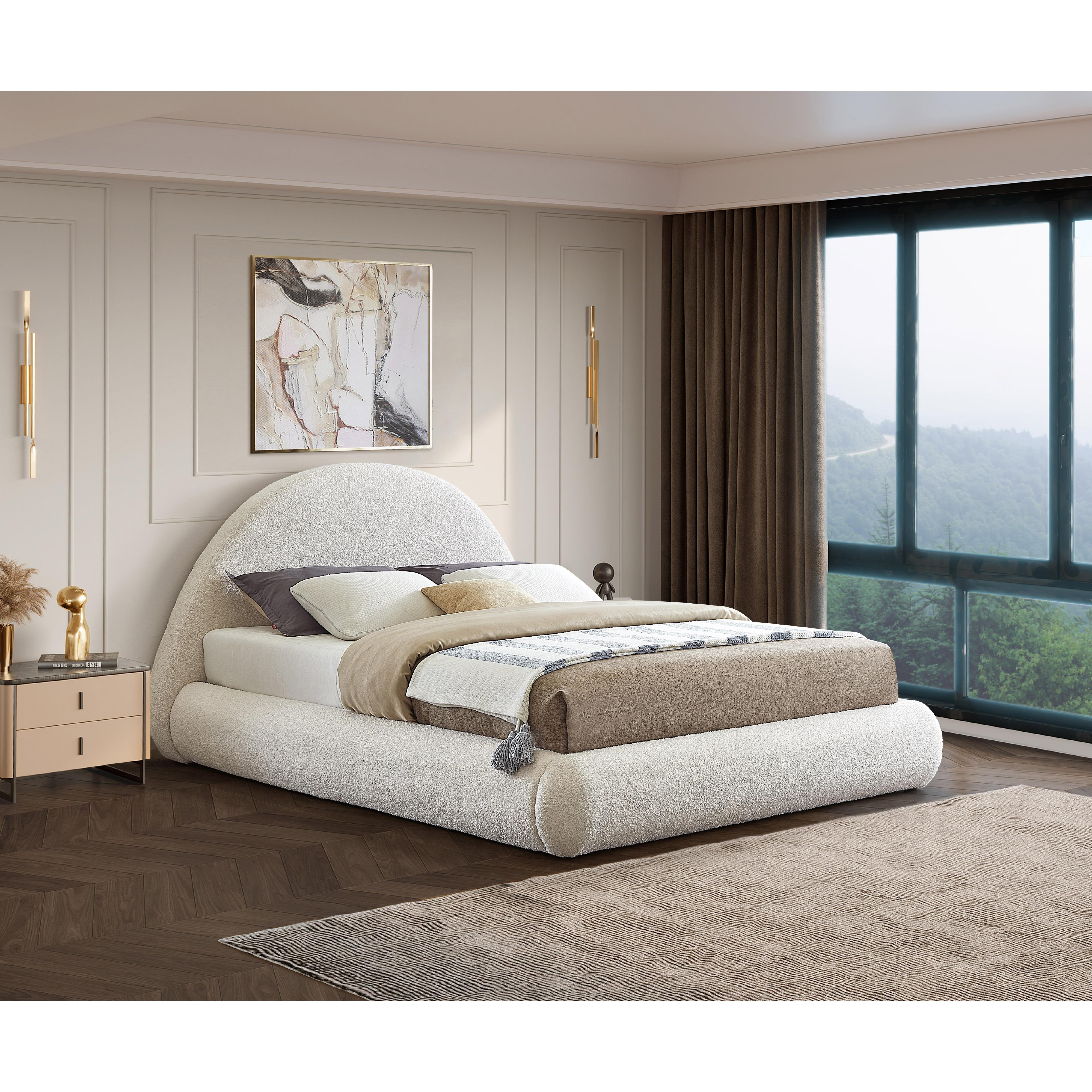 Meridian Rudy Cream Teddy Fabric Full Bed