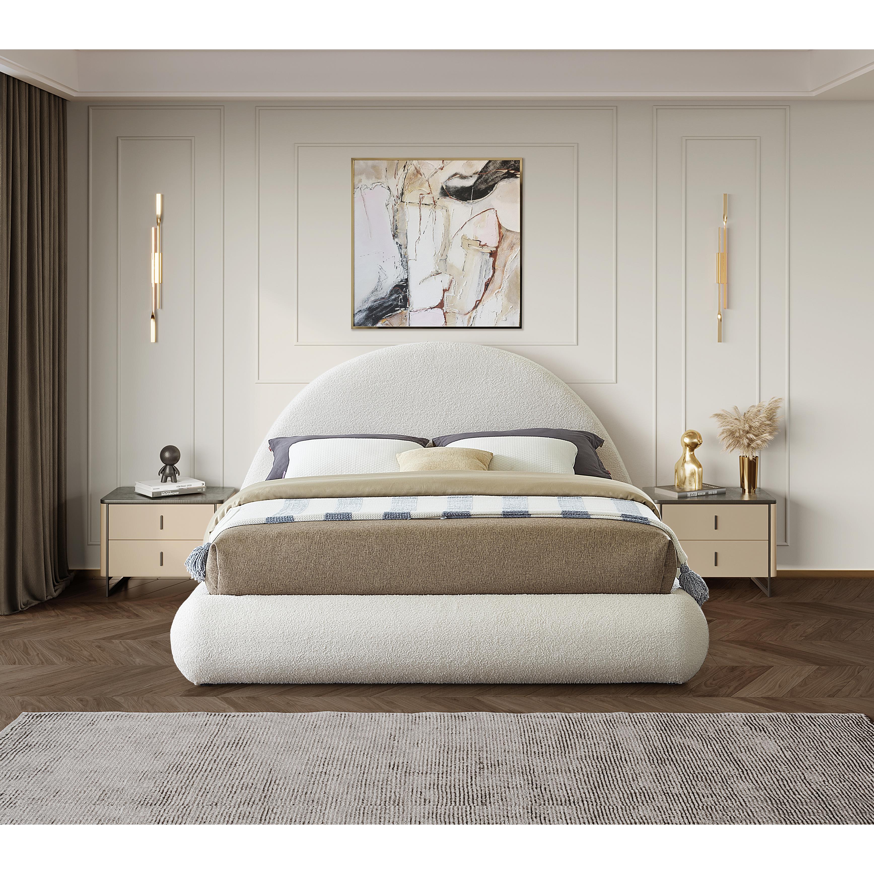 Meridian Rudy Cream Teddy Fabric King Bed