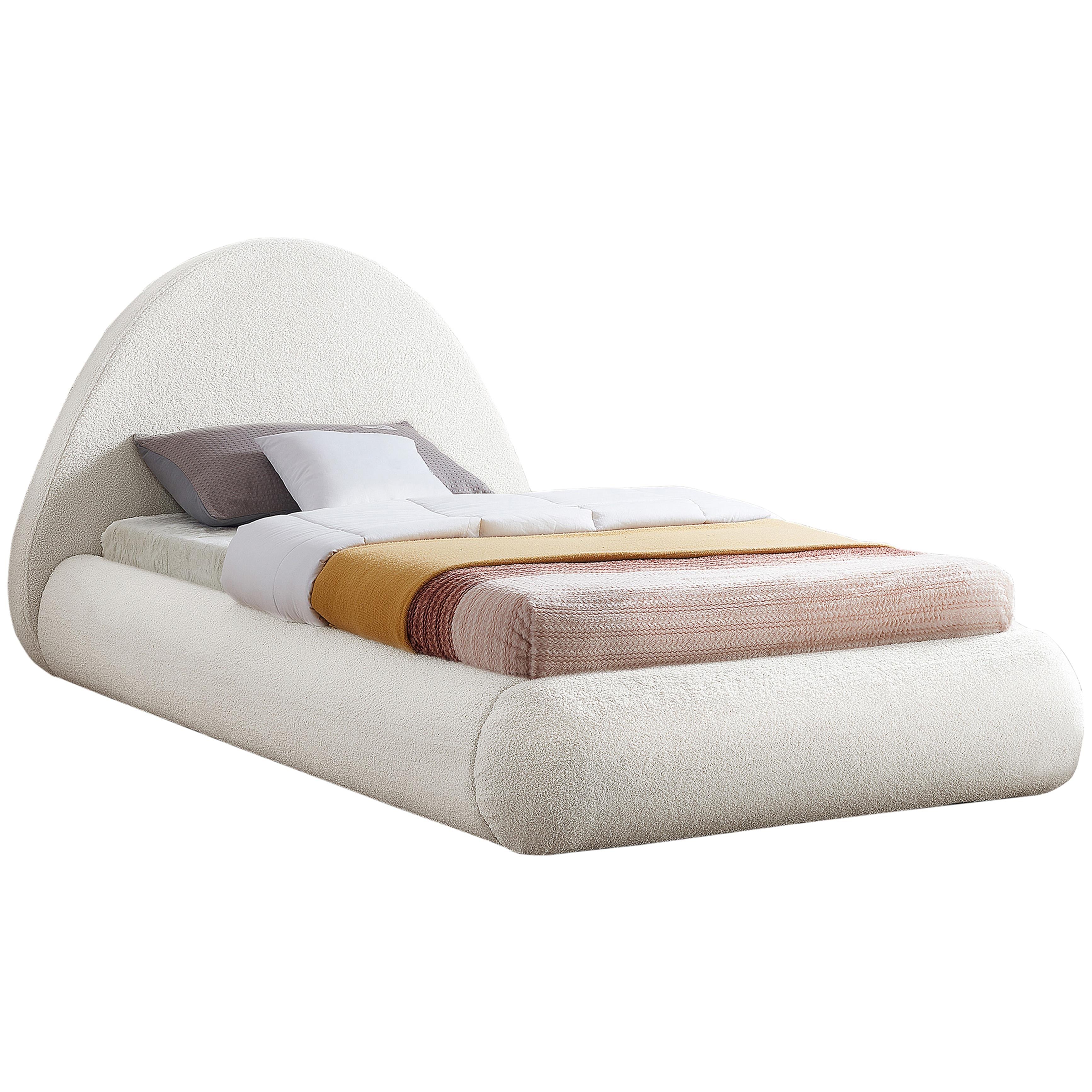 Meridian Rudy Cream Teddy Fabric Twin Bed