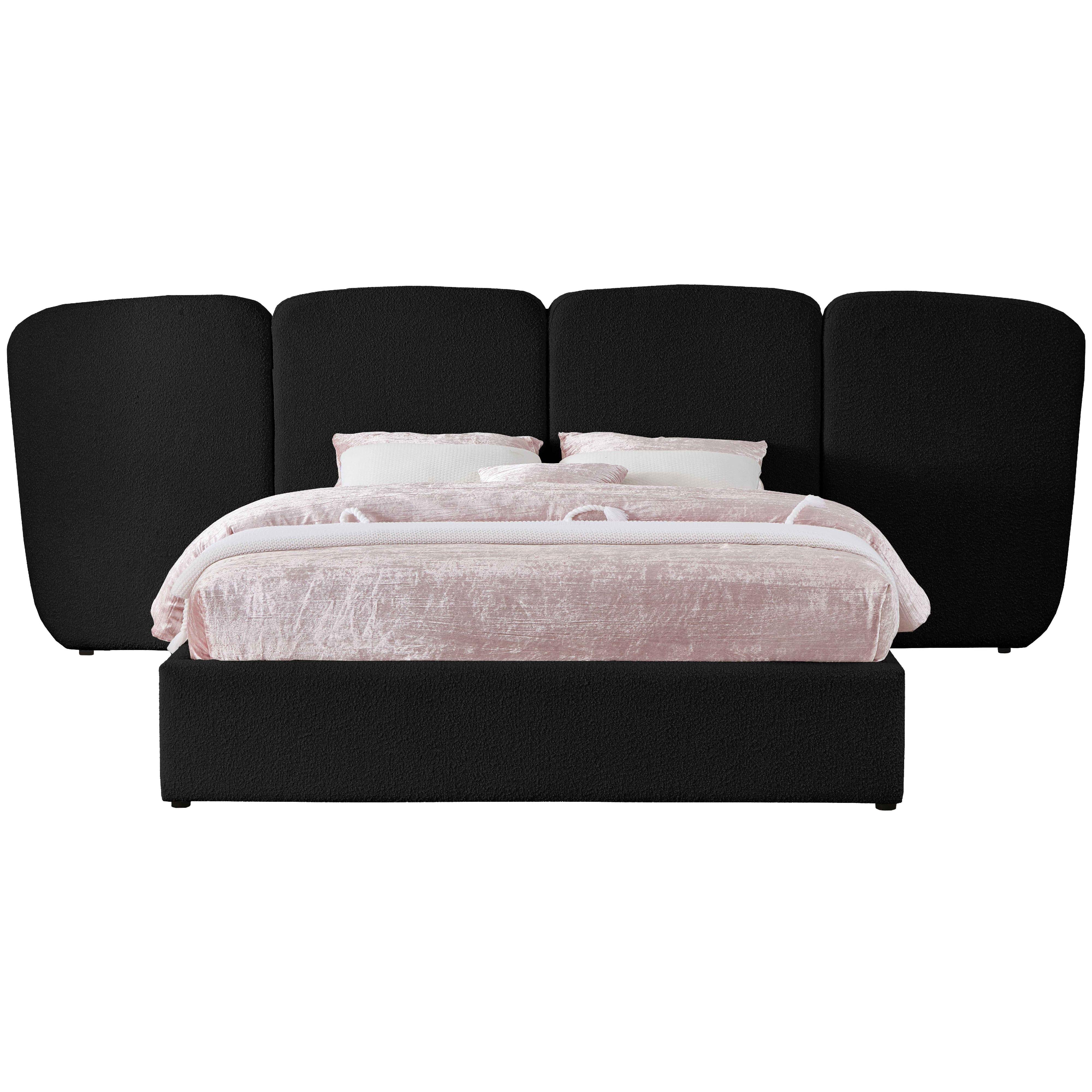 Meridian Shiloh Black Boucle Fabric King Bed (3 Boxes)