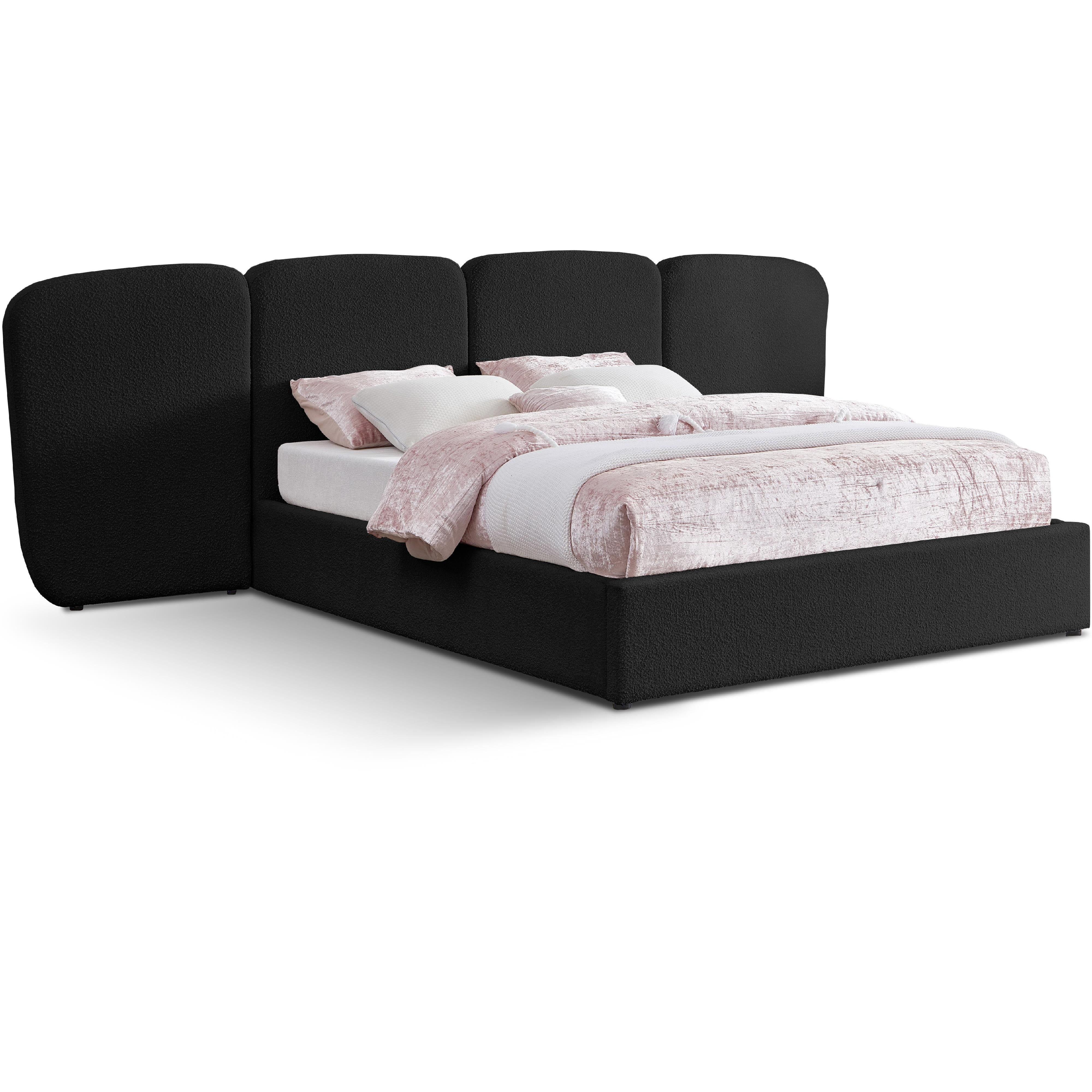 Meridian Shiloh Black Boucle Fabric Queen Bed (3 Boxes)