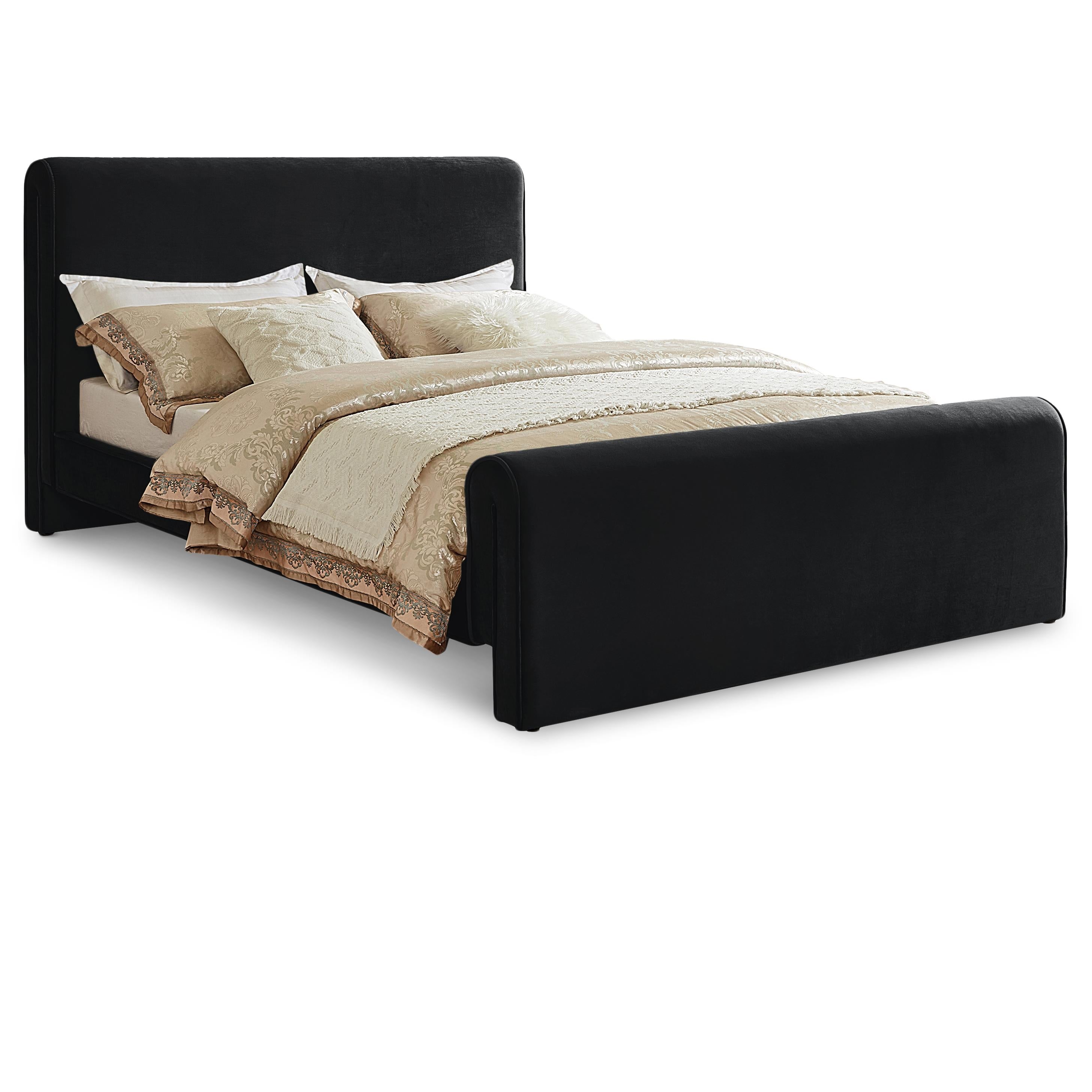 Meridian Sloan Black Velvet Full Bed (3 Boxes)