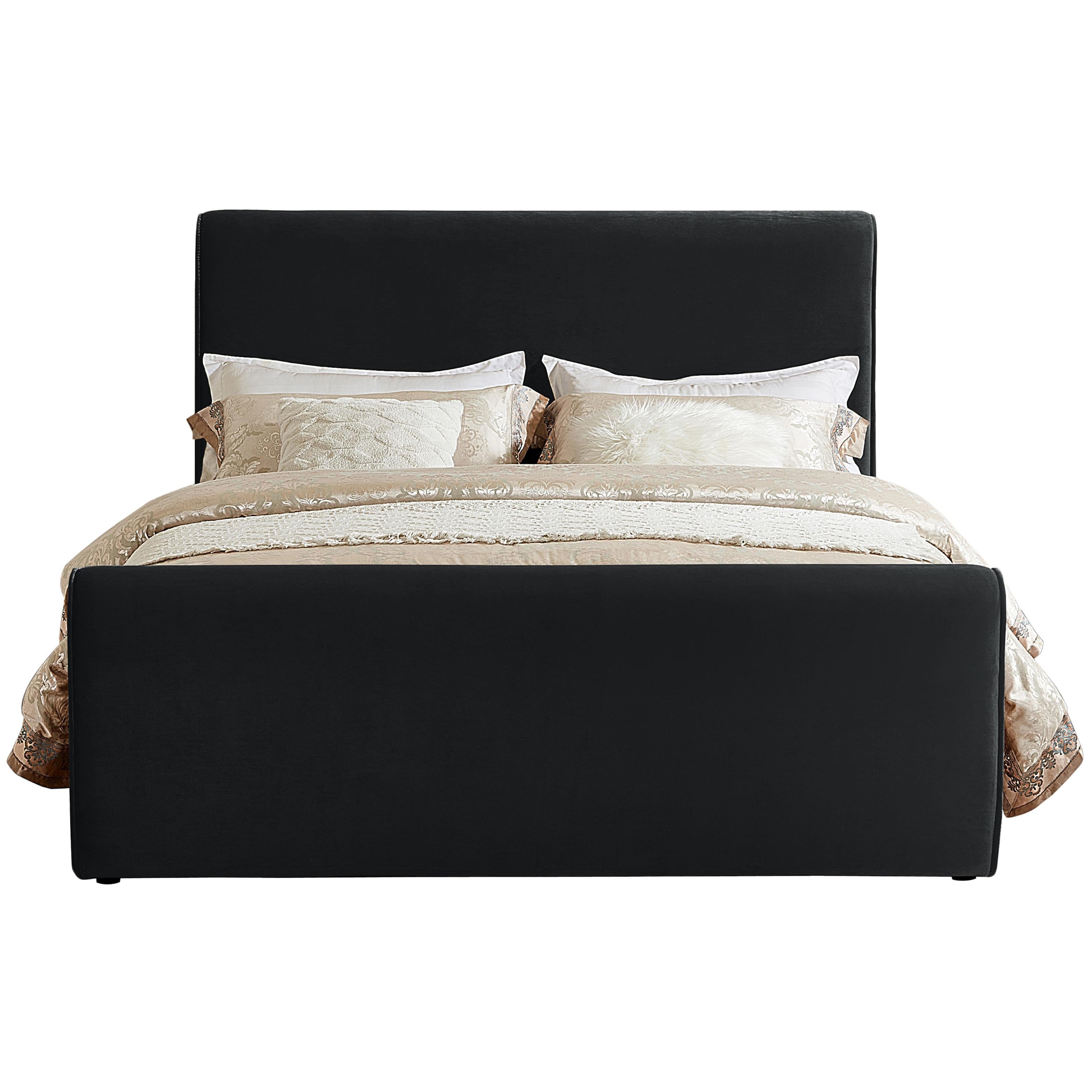 Meridian Sloan Black Velvet Full Bed (3 Boxes)