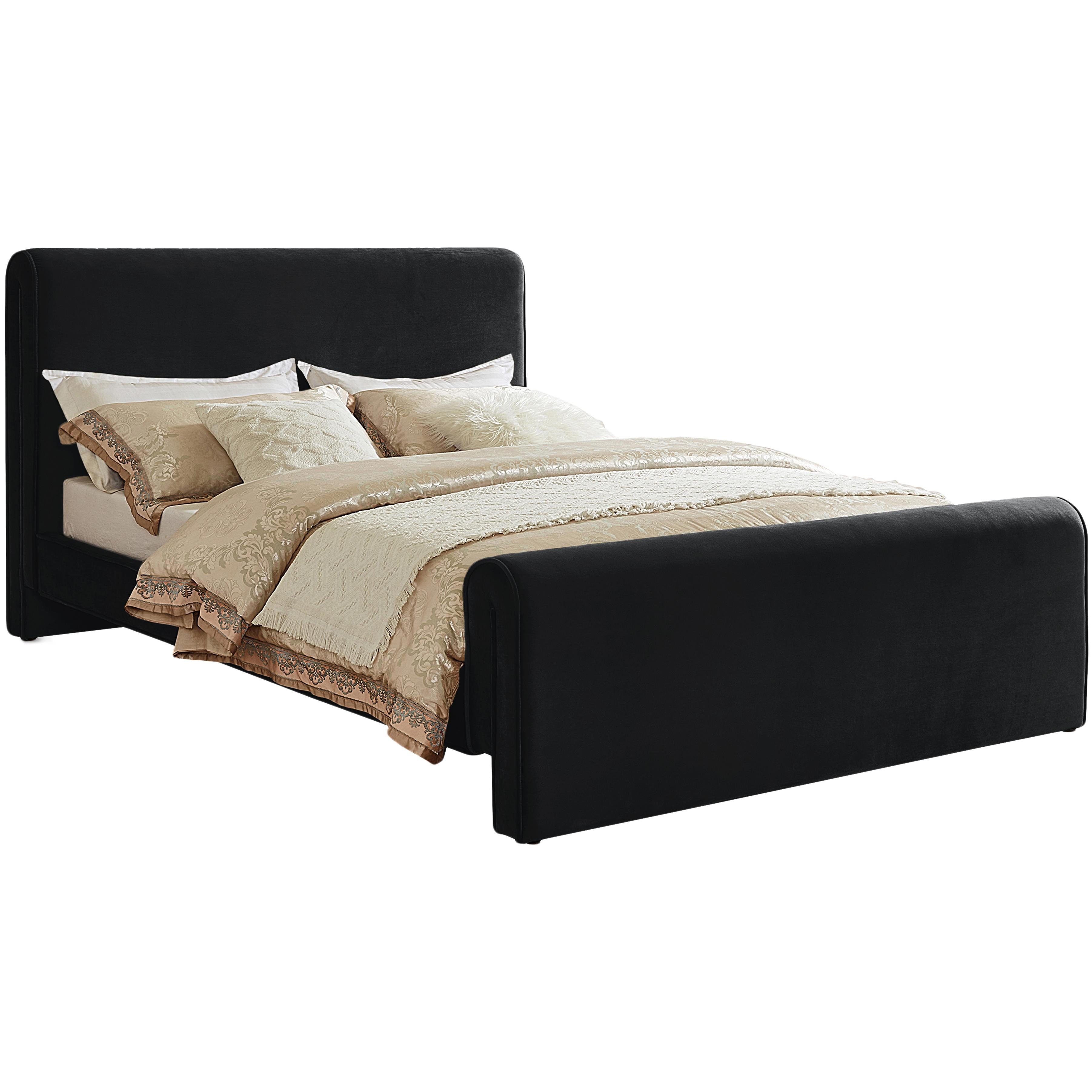 Meridian Sloan Black Velvet Full Bed (3 Boxes)