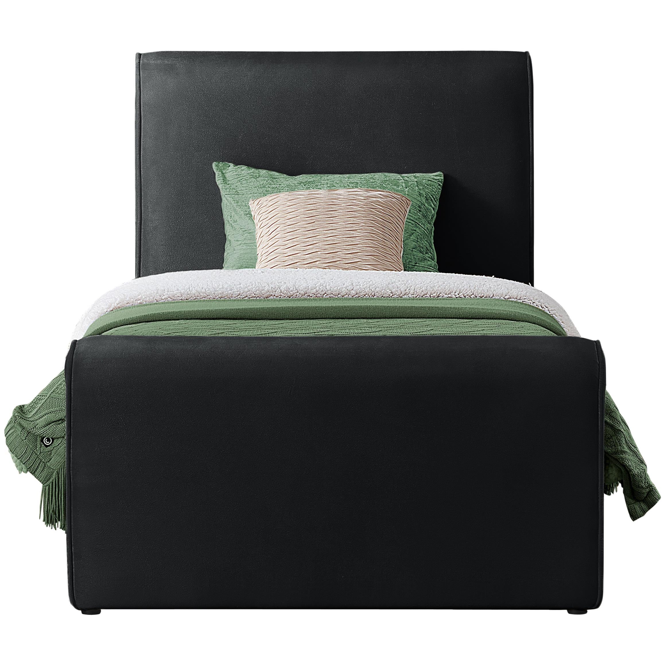 Meridian Sloan Black Velvet Twin Bed (3 Boxes)