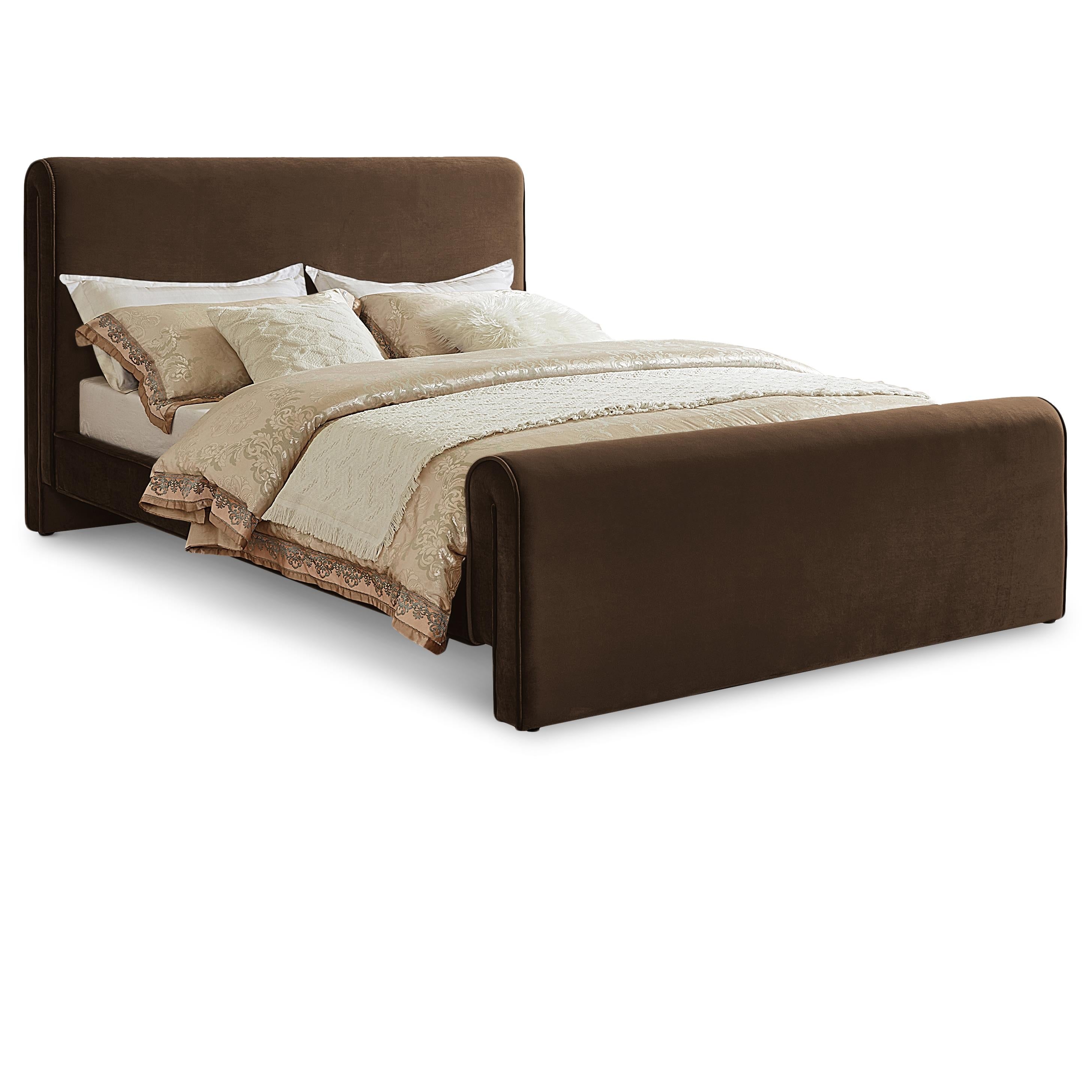 Meridian Sloan Brown Velvet Full Bed (3 Boxes)