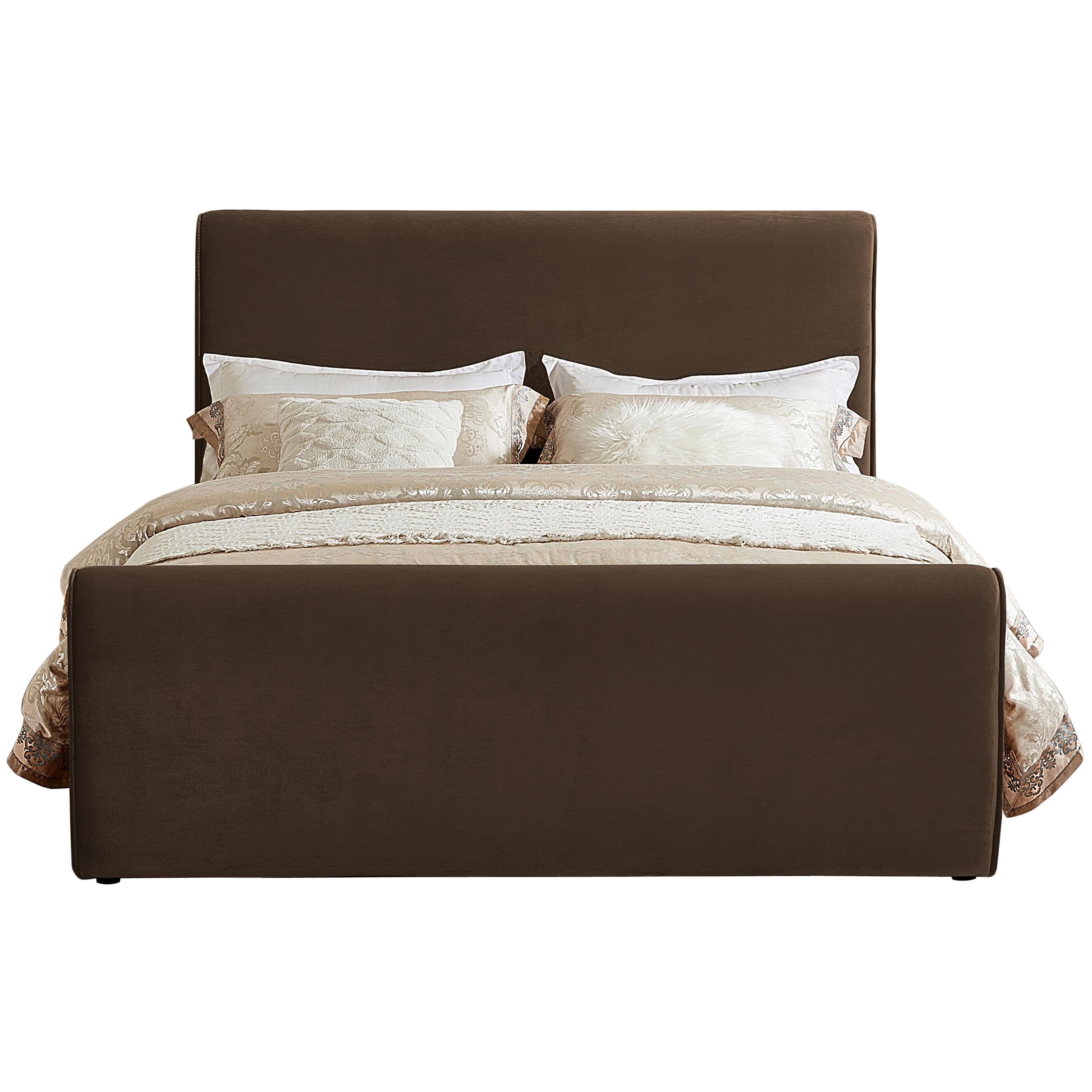 Meridian Sloan Brown Velvet King Bed (3 Boxes)