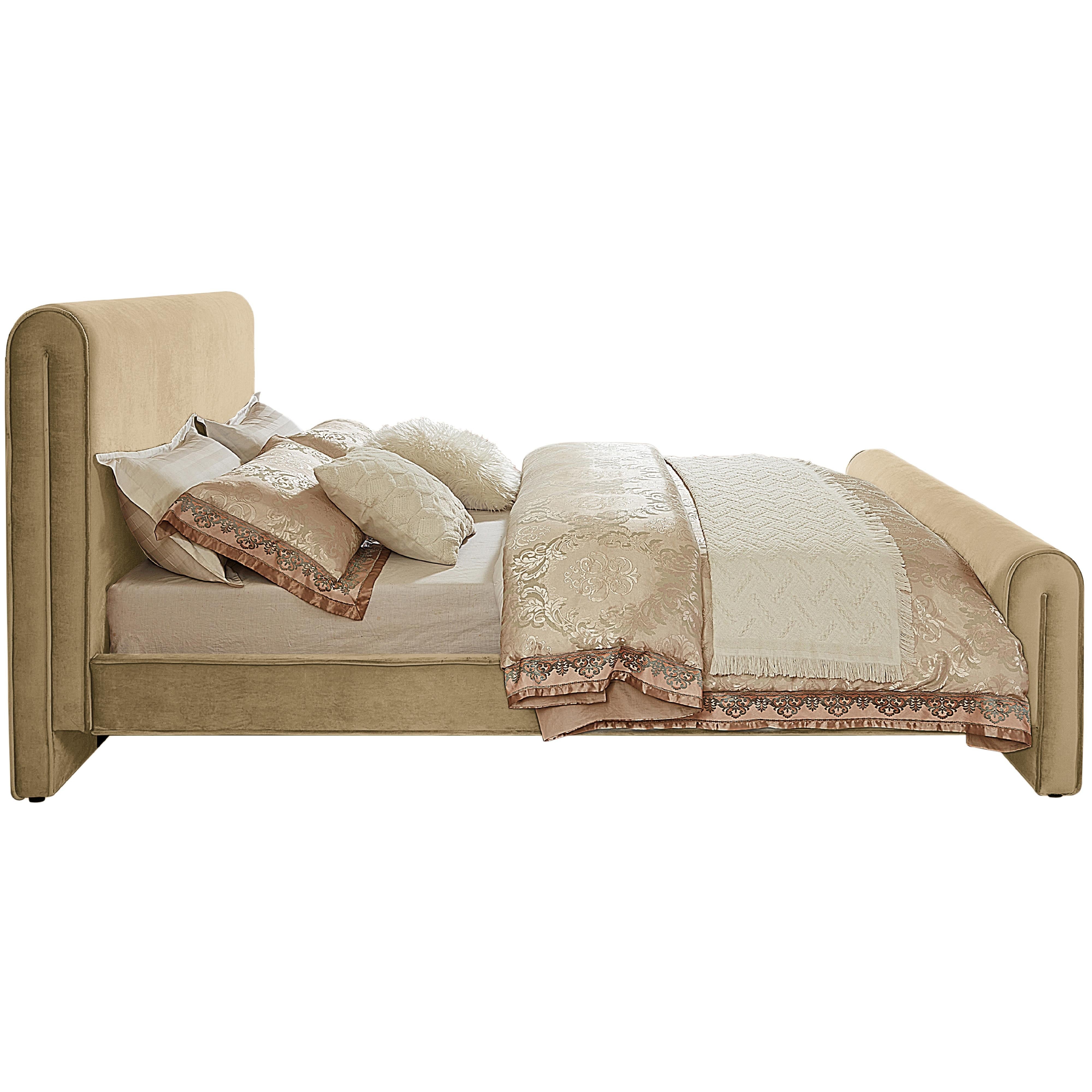 Meridian Sloan Camel Velvet Full Bed (3 Boxes)