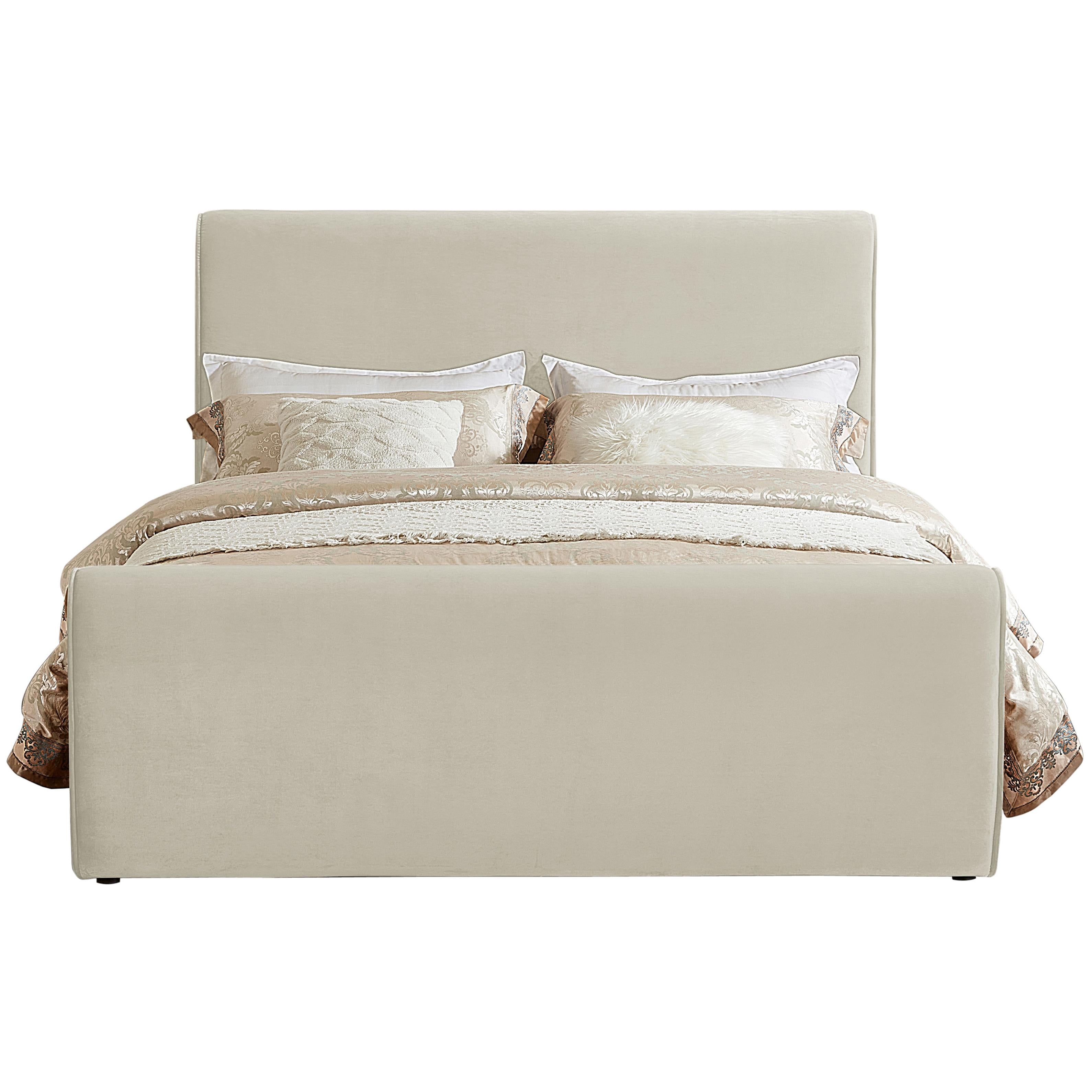 Meridian Sloan Cream Velvet Full Bed (3 Boxes)