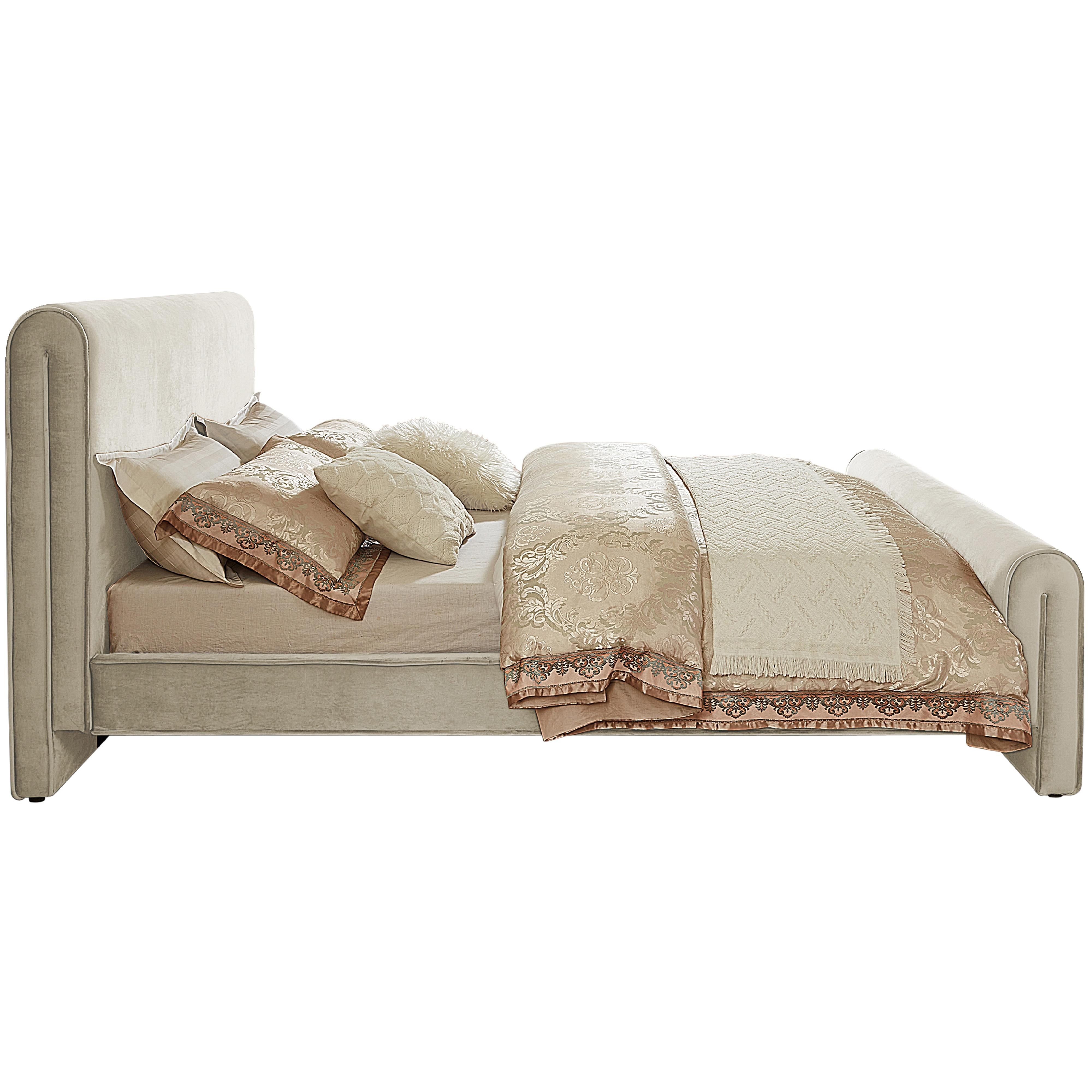 Meridian Sloan Cream Velvet Full Bed (3 Boxes)