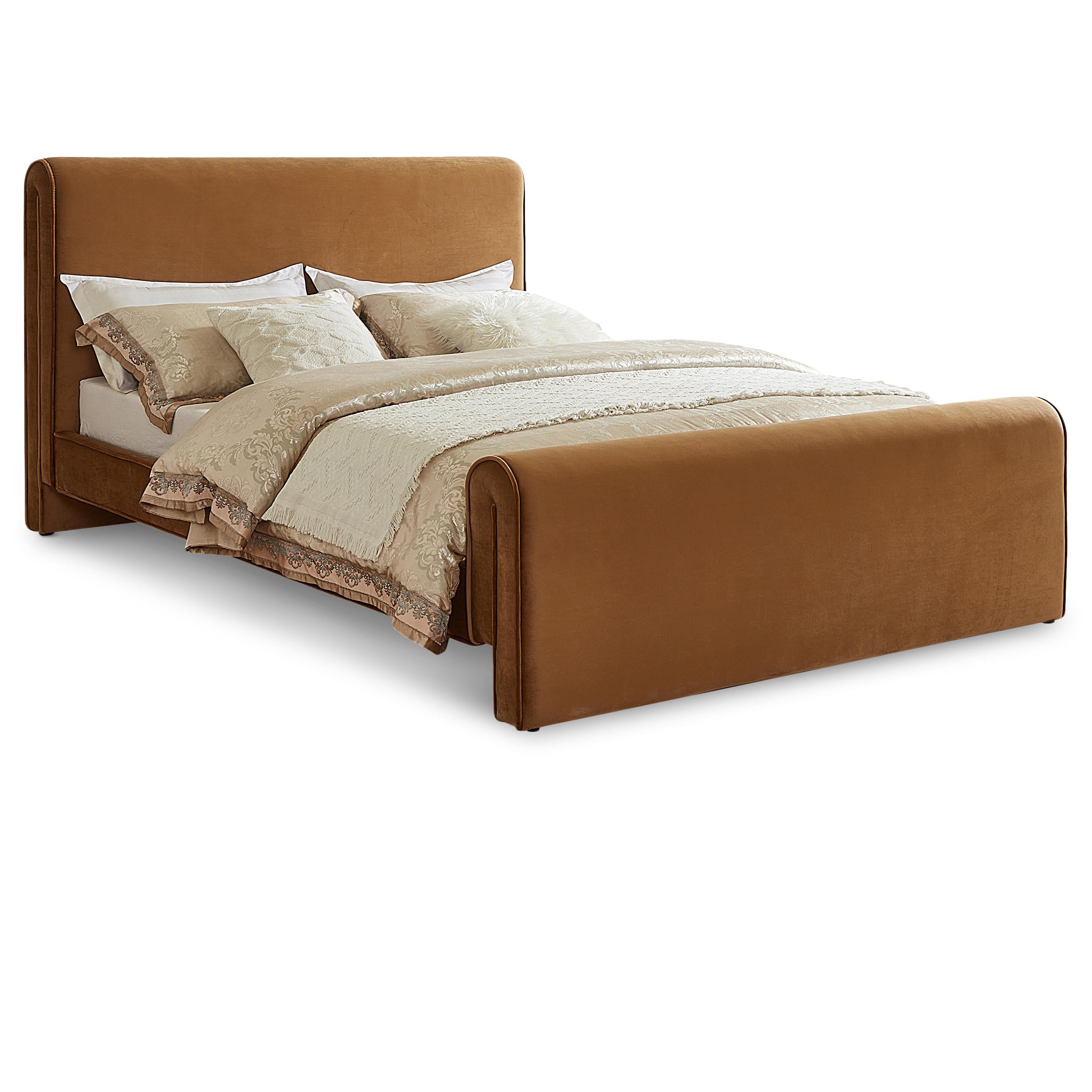 Meridian Sloan Saddle Velvet Full Bed (3 Boxes)