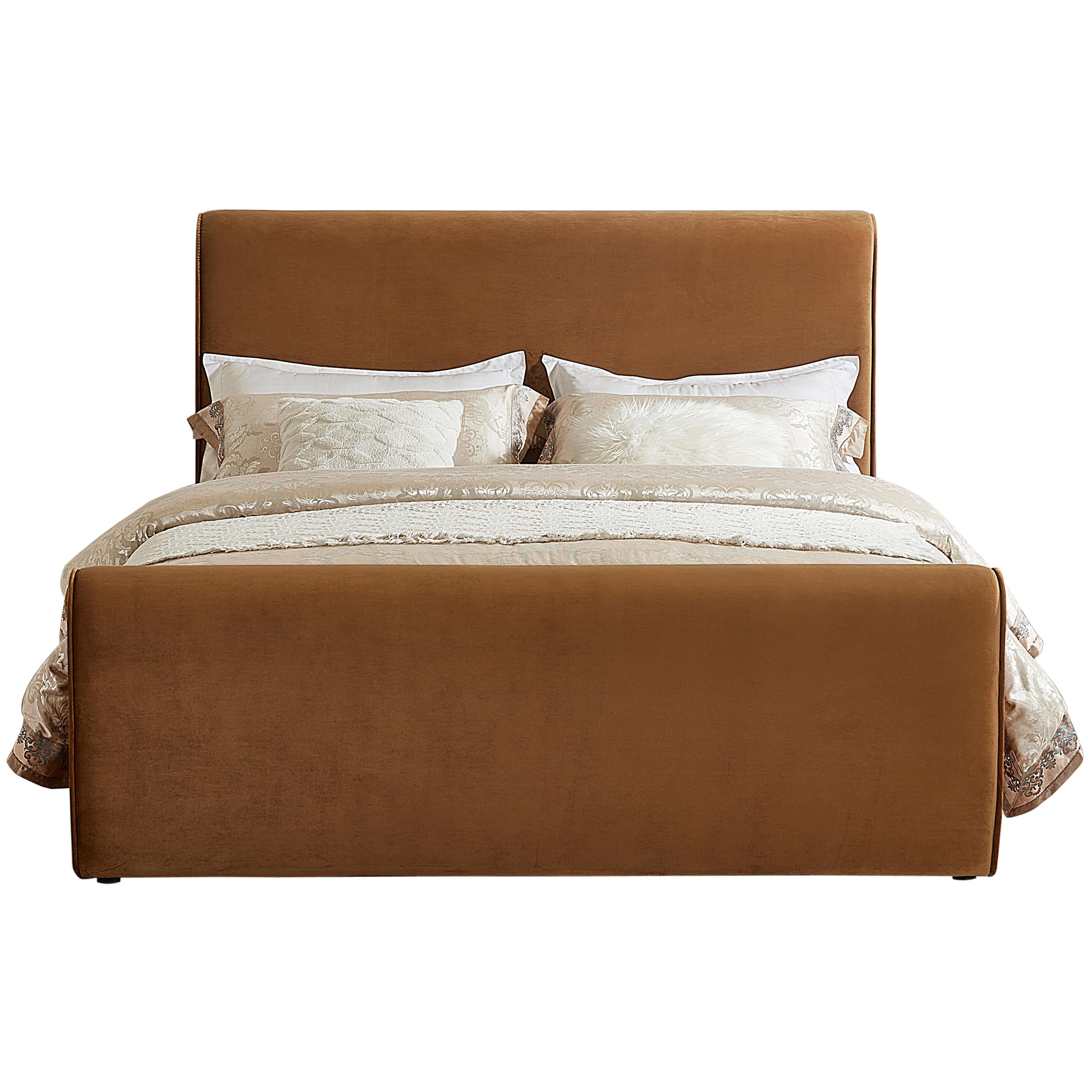 Meridian Sloan Saddle Velvet Full Bed (3 Boxes)