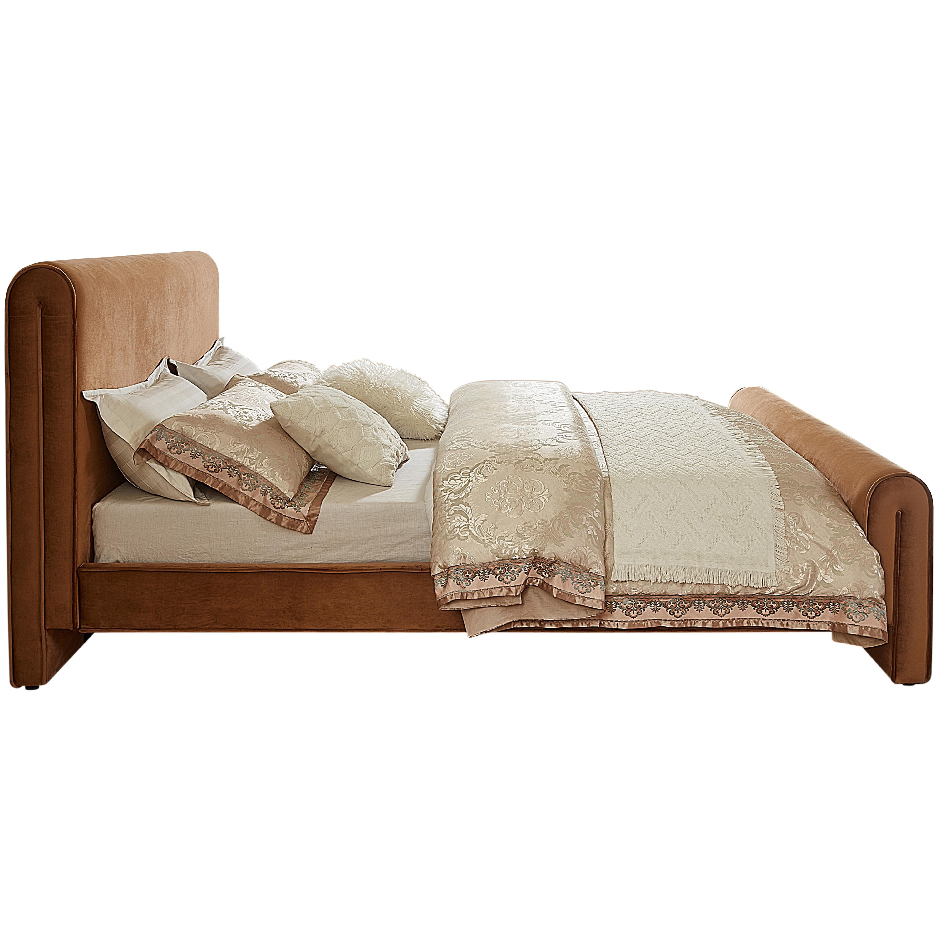 Meridian Sloan Saddle Velvet Full Bed (3 Boxes)