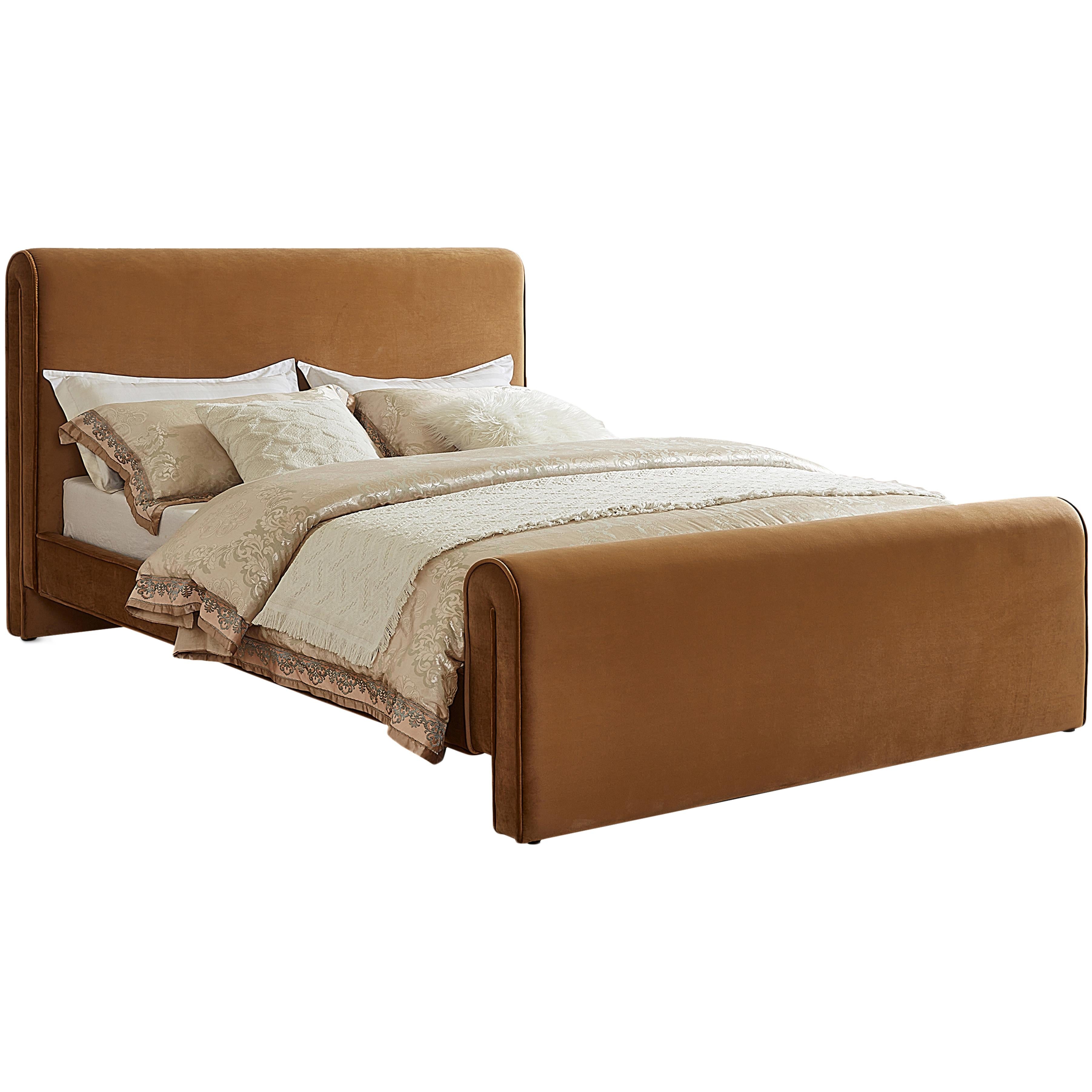 Meridian Sloan Saddle Velvet King Bed (3 Boxes)