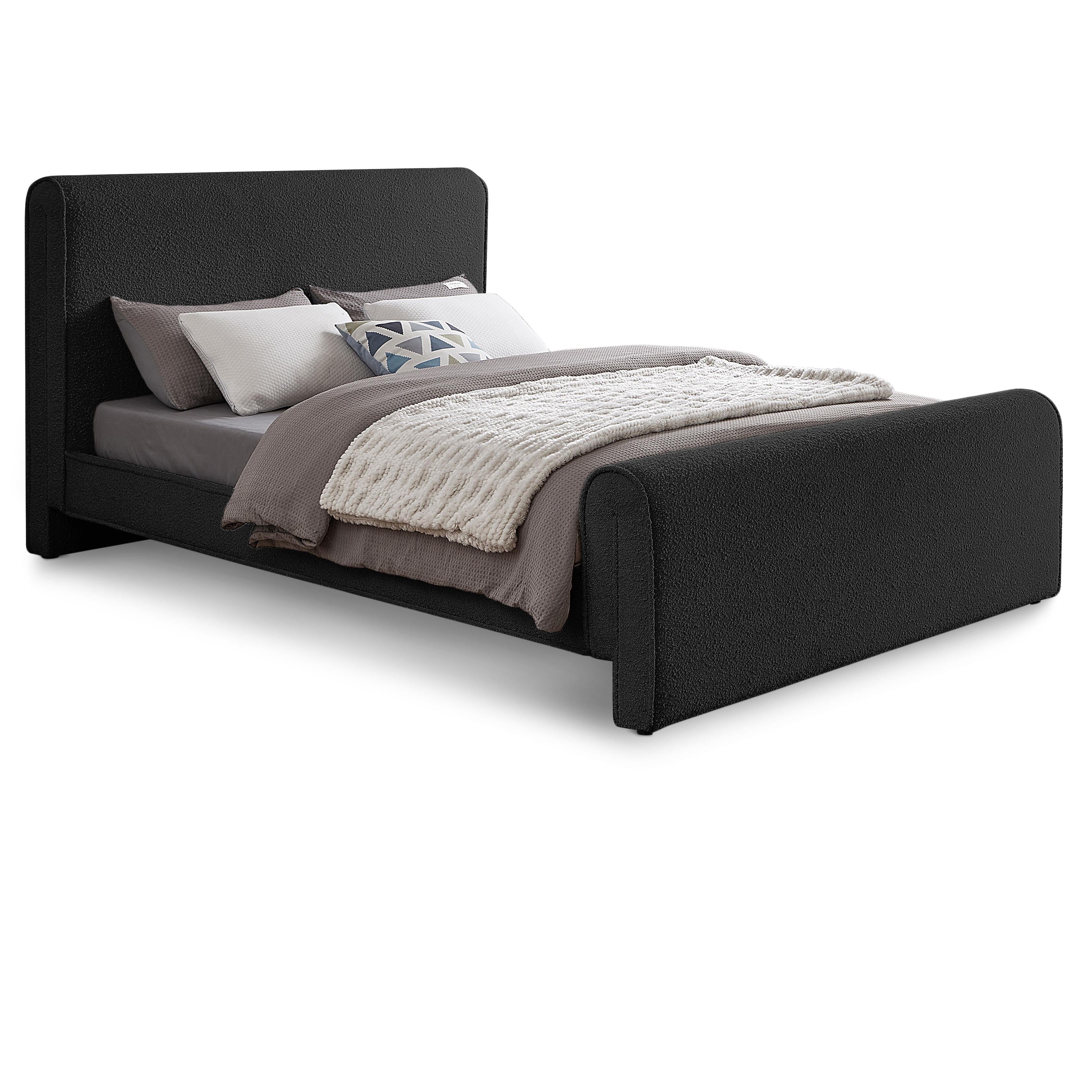 Meridian Stylus Black Boucle Fabric Full Bed (3 Boxes)