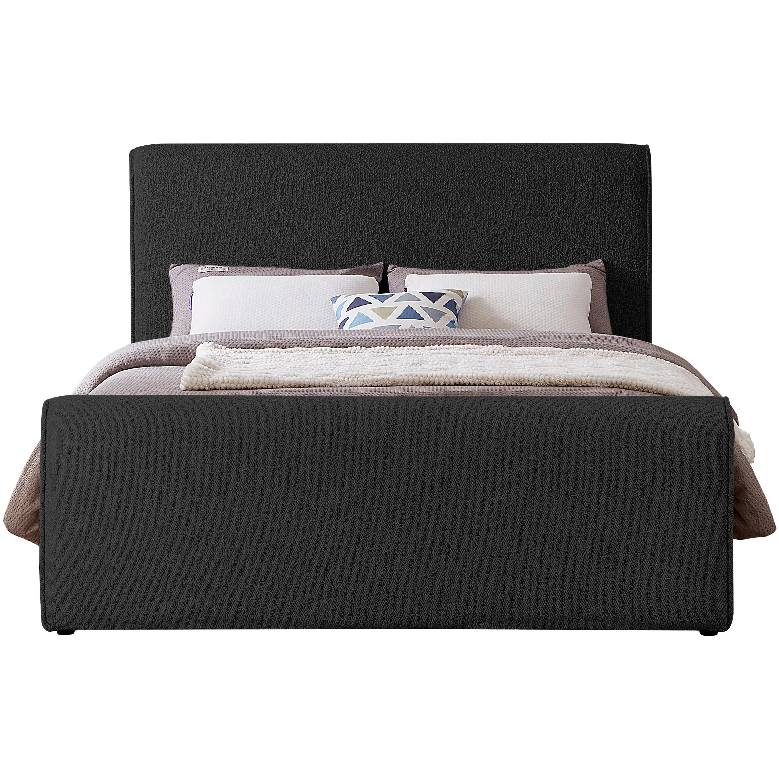 Meridian Stylus Black Boucle Fabric Full Bed (3 Boxes)