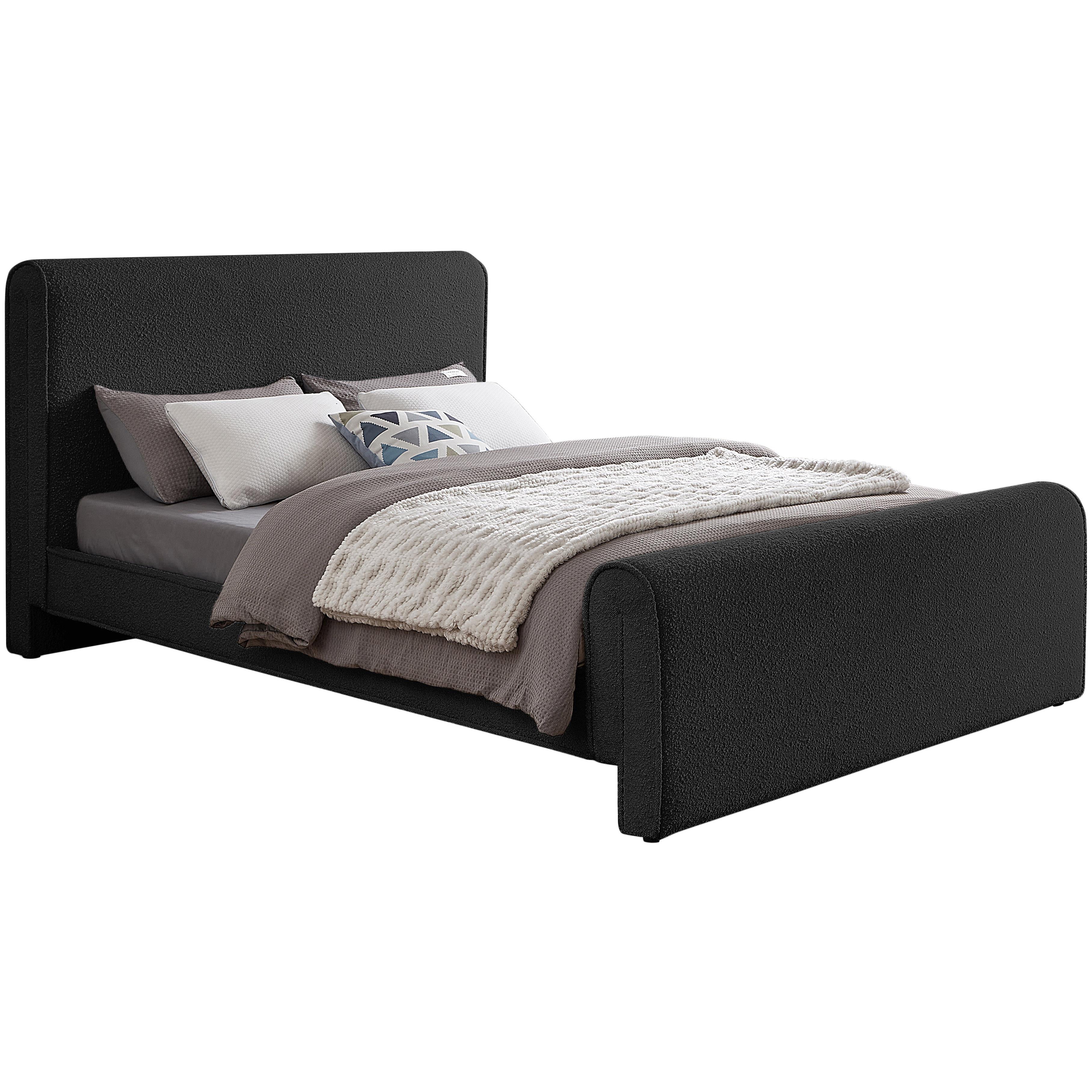 Meridian Stylus Black Boucle Fabric Full Bed (3 Boxes)