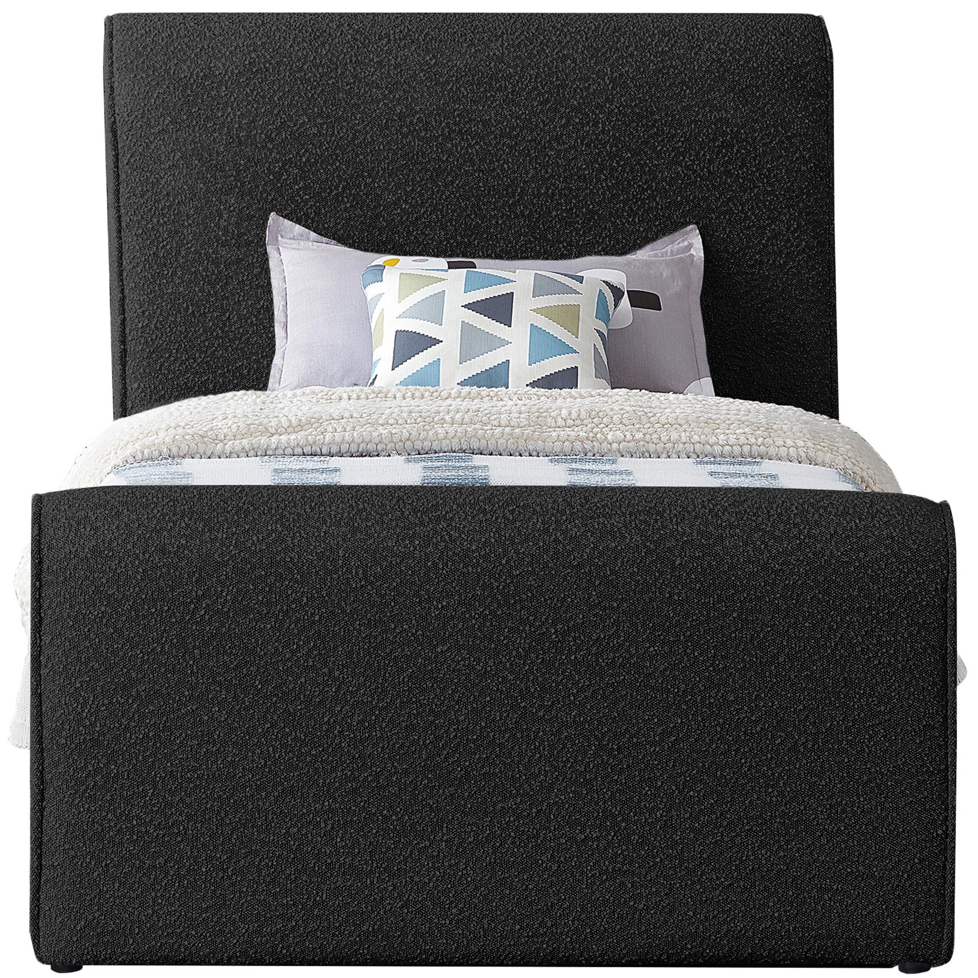 Meridian Stylus Black Boucle Fabric Twin Bed (3 Boxes)