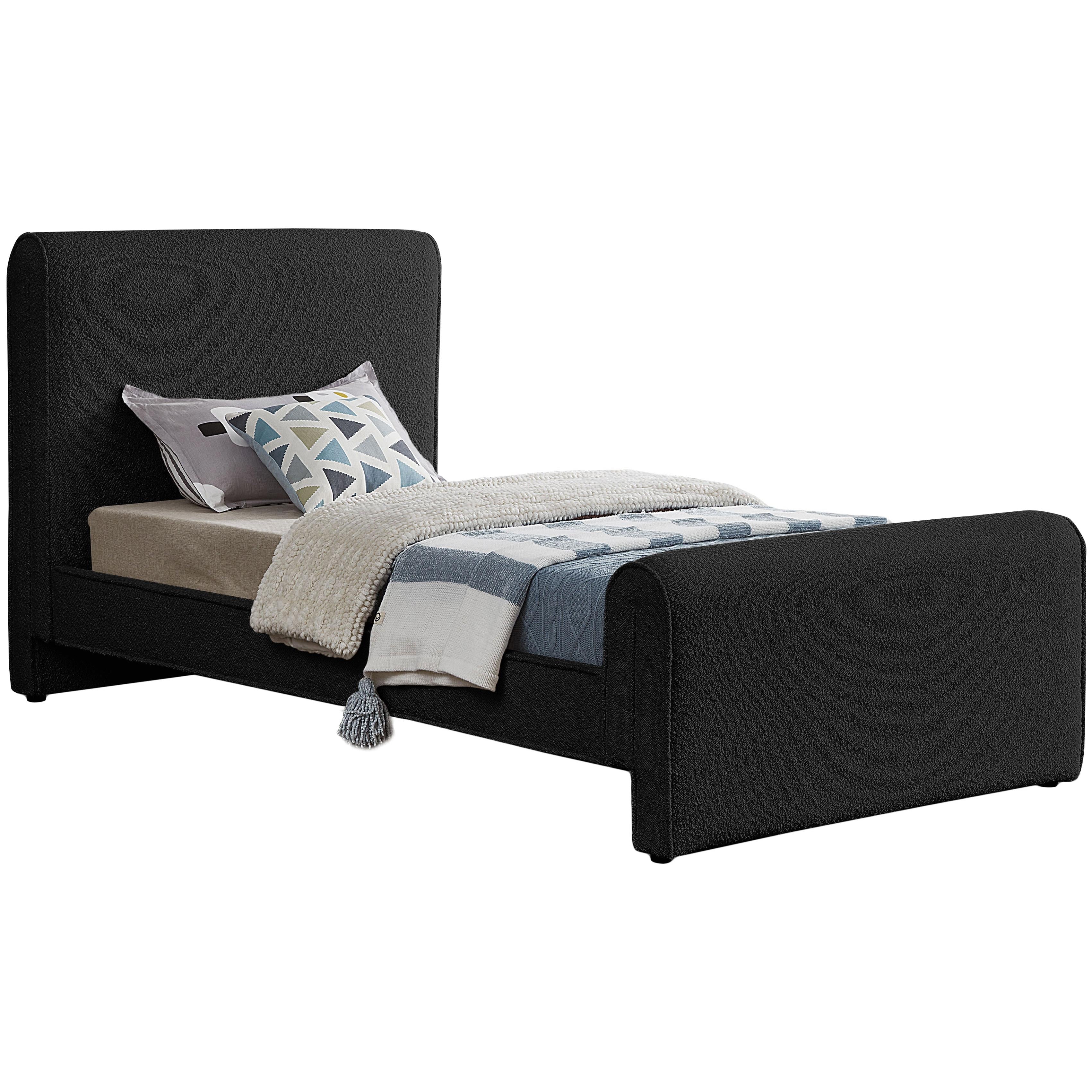 Meridian Stylus Black Boucle Fabric Twin Bed (3 Boxes)