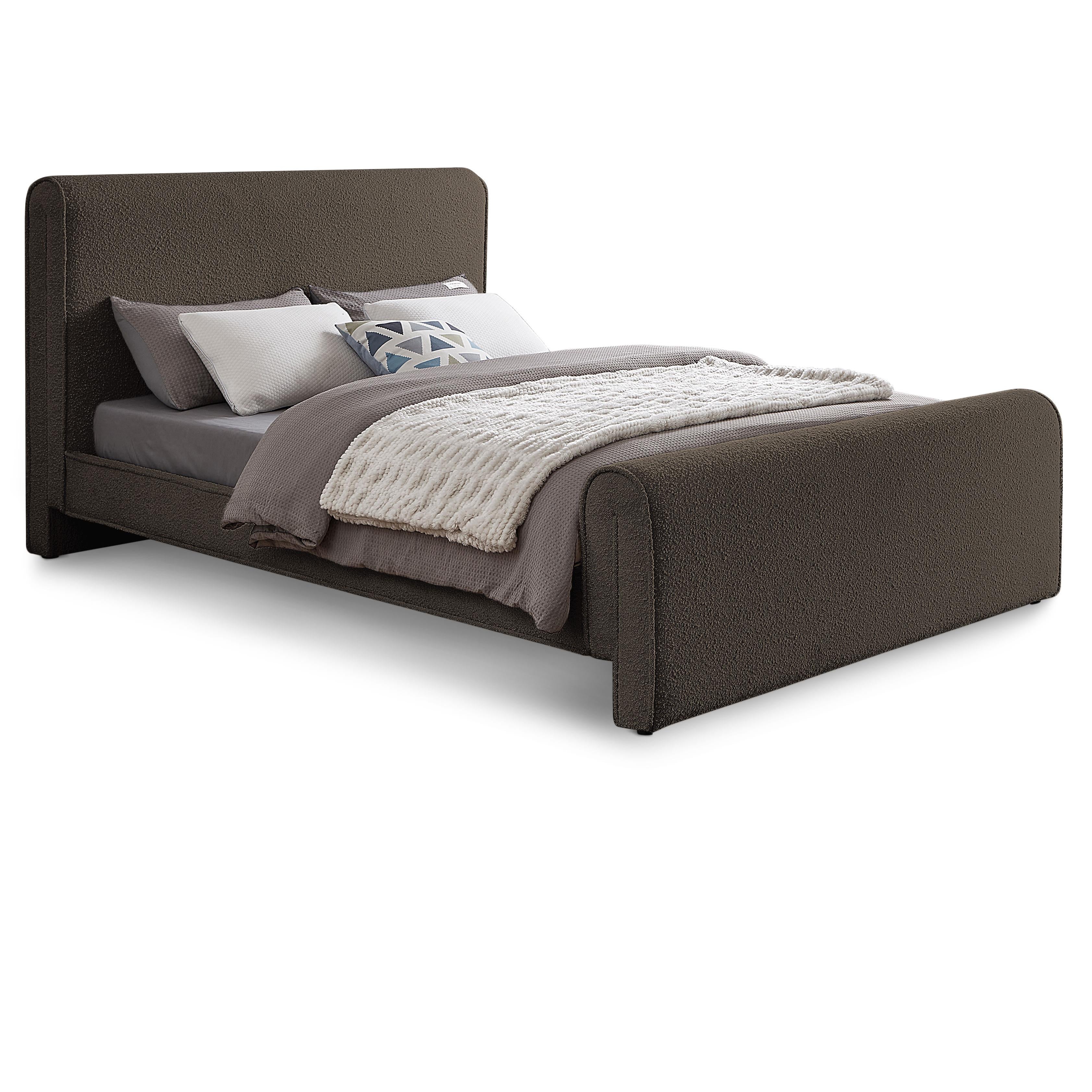 Meridian Stylus Brown Boucle Fabric Full Bed (3 Boxes)