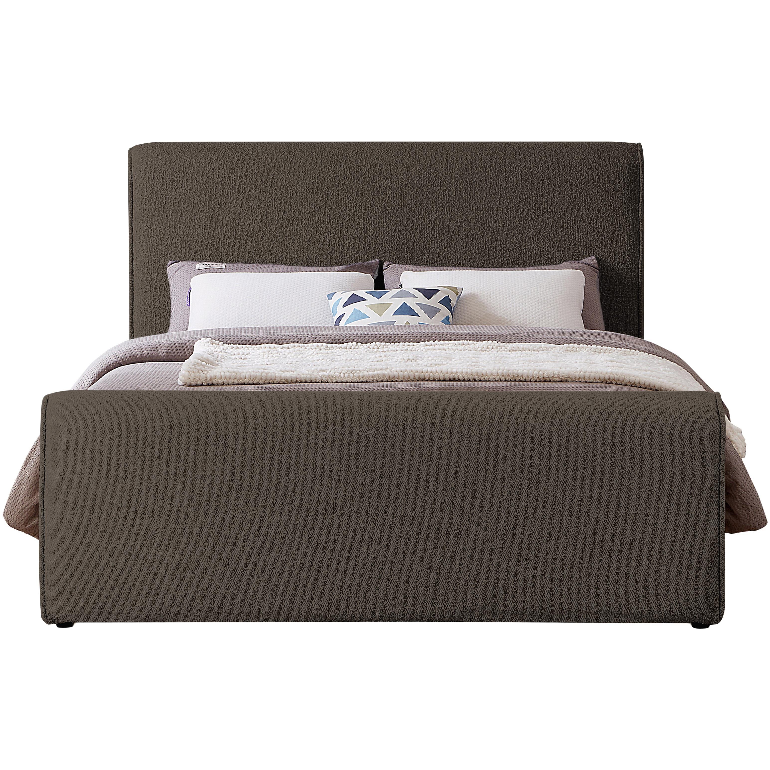 Meridian Stylus Brown Boucle Fabric Full Bed (3 Boxes)