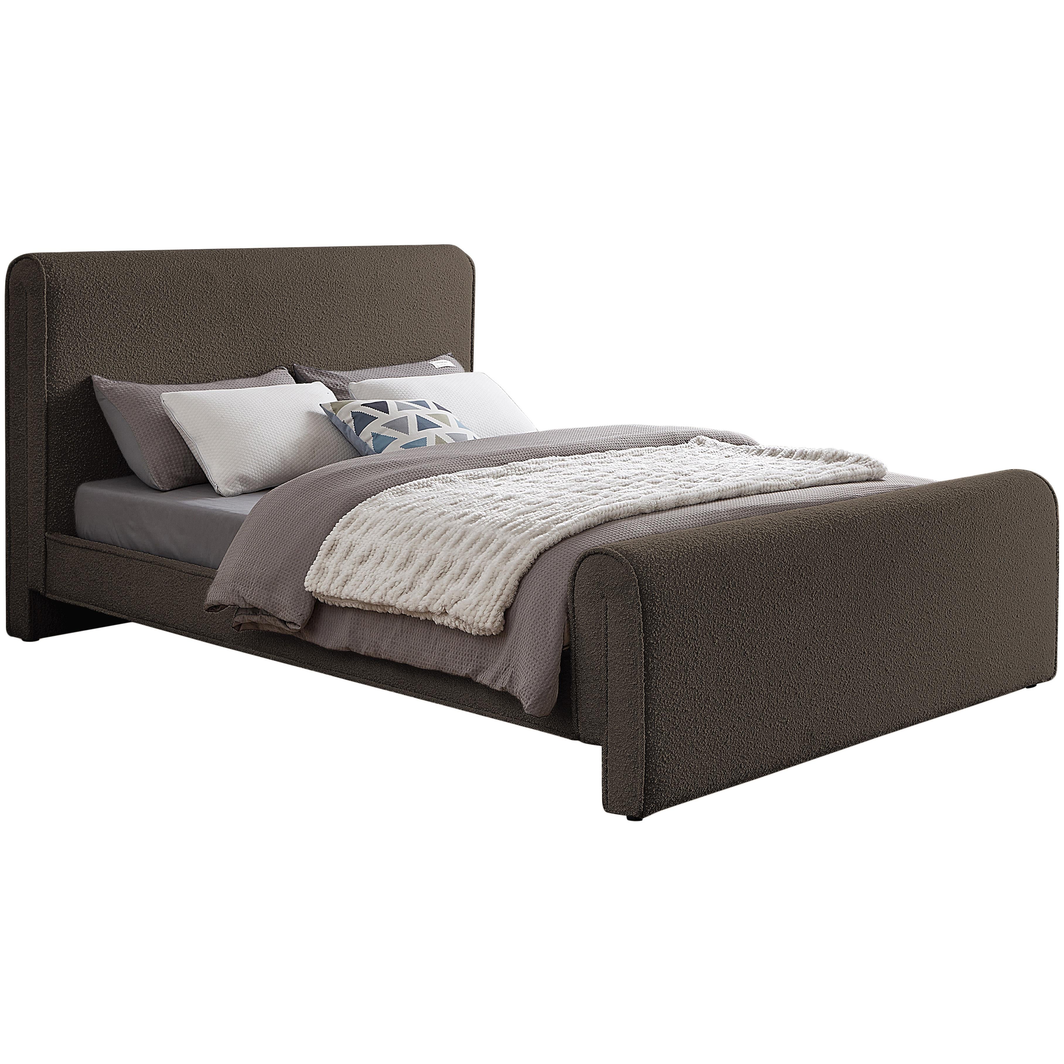 Meridian Stylus Brown Boucle Fabric Full Bed (3 Boxes)