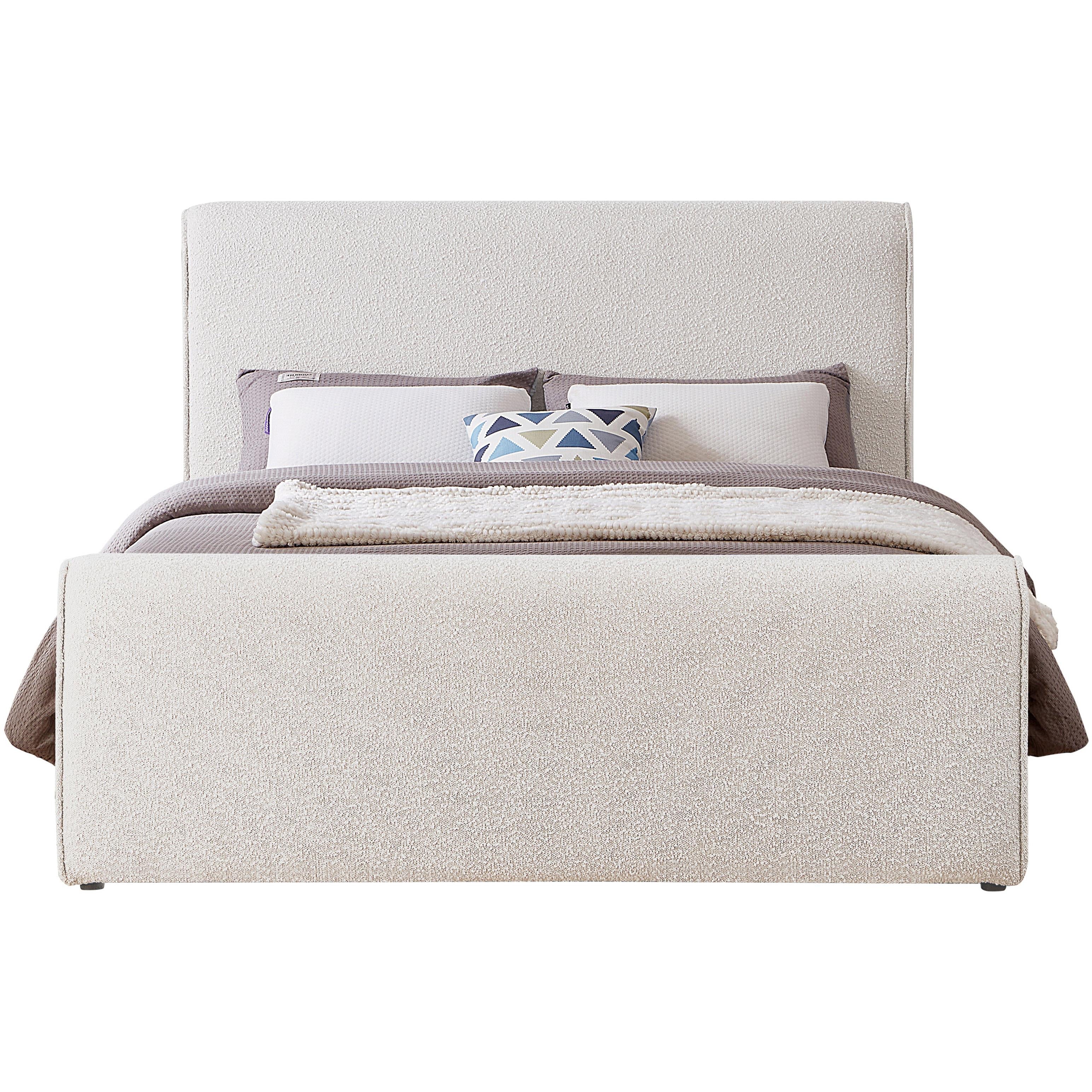 Meridian Stylus Cream Boucle Fabric Full Bed (3 Boxes)