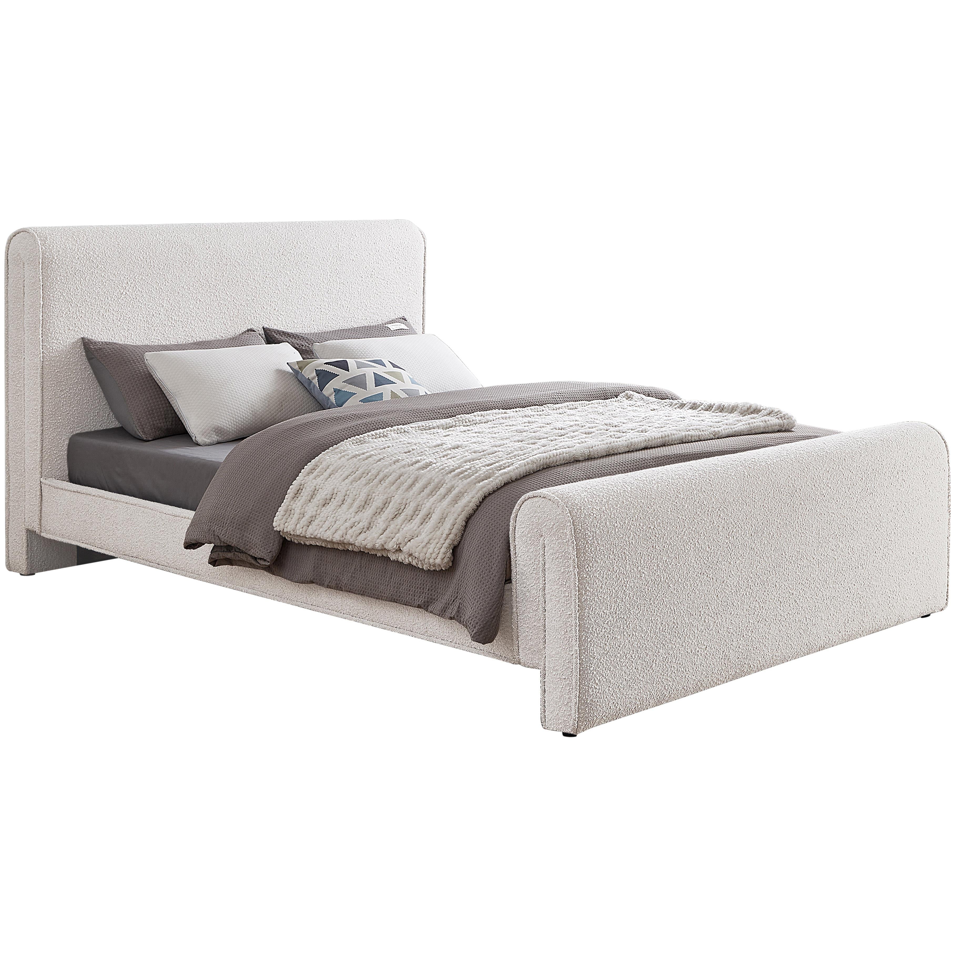 Meridian Stylus Cream Boucle Fabric Full Bed (3 Boxes)