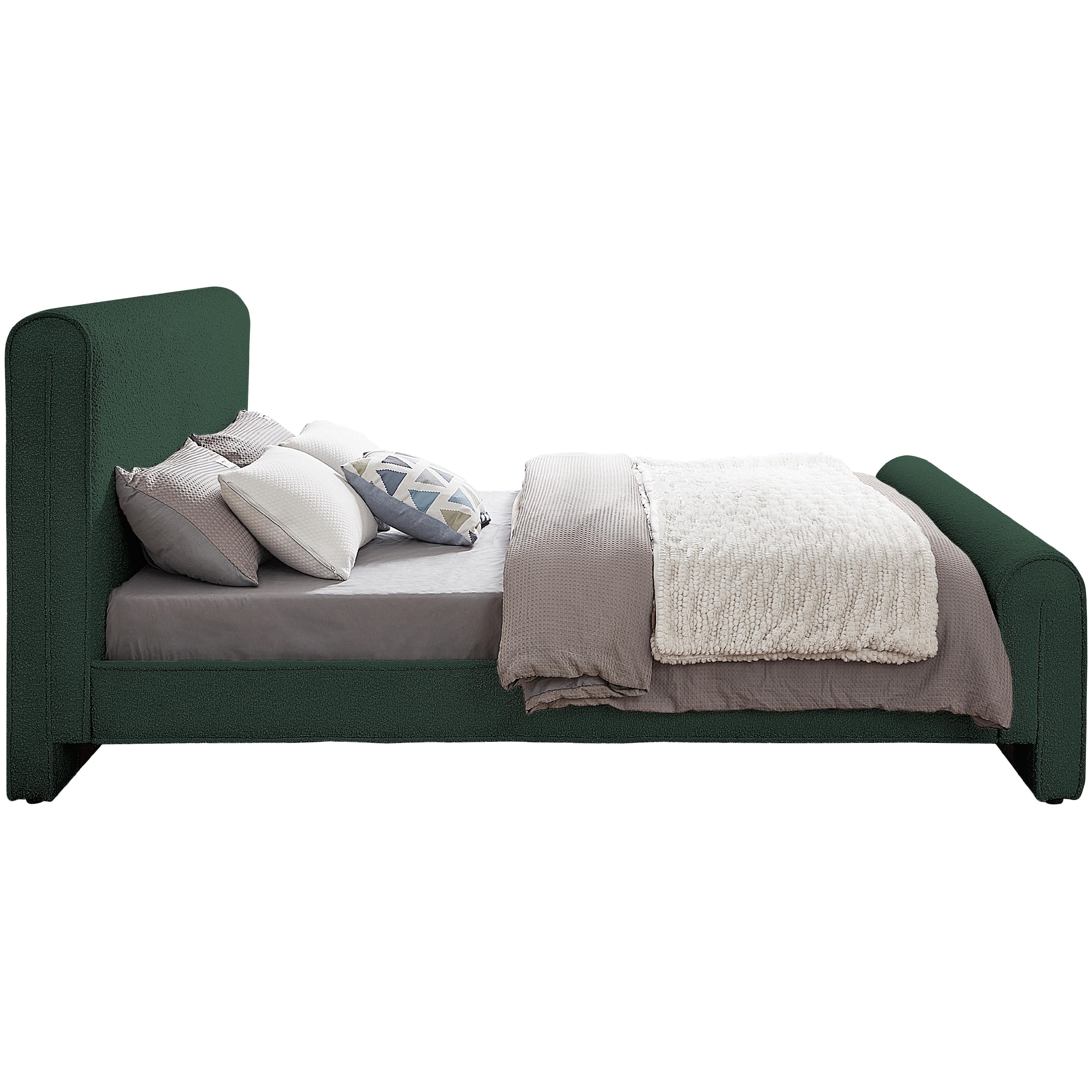 Meridian Stylus Green Boucle Fabric Full Bed (3 Boxes)