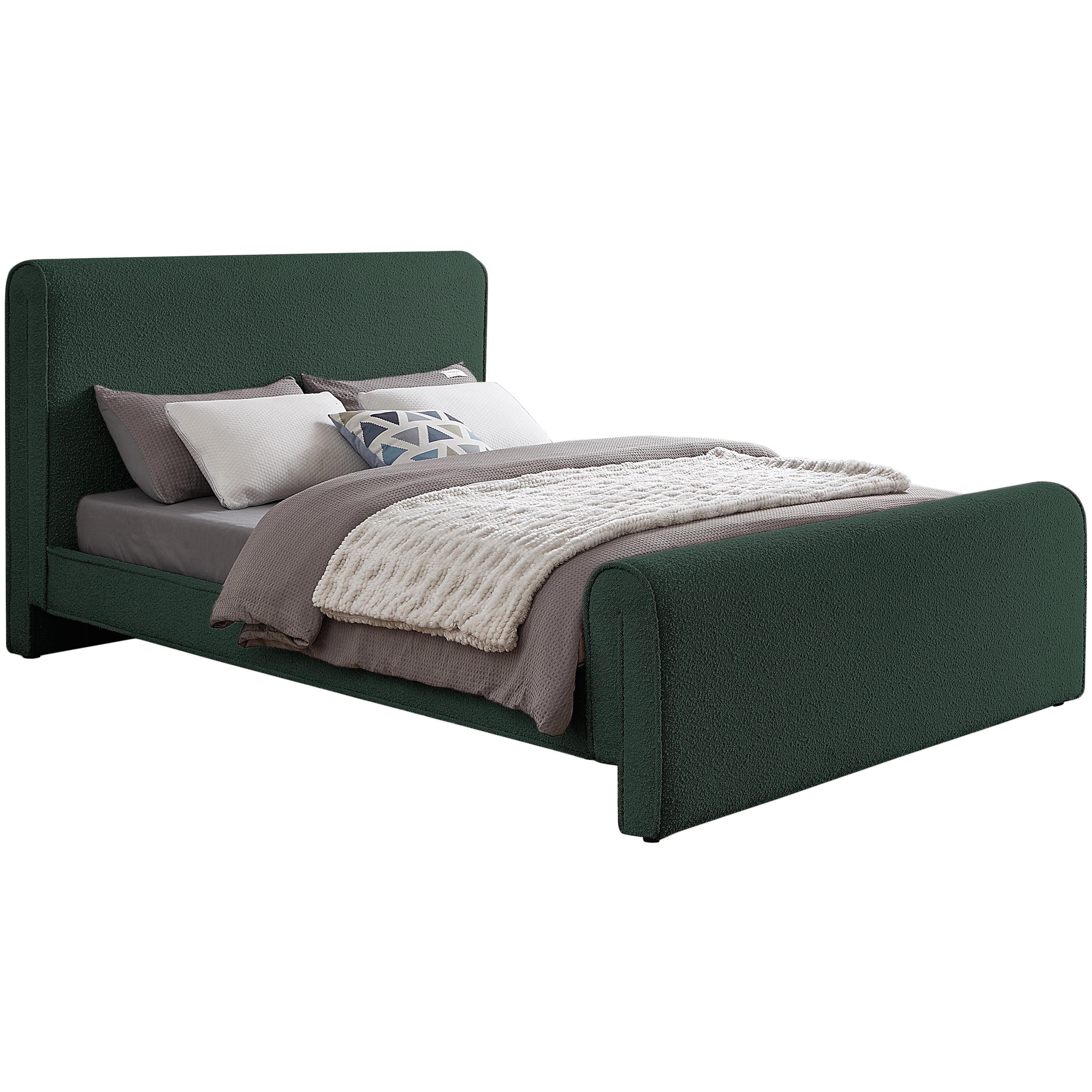 Meridian Stylus Green Boucle Fabric Full Bed (3 Boxes)