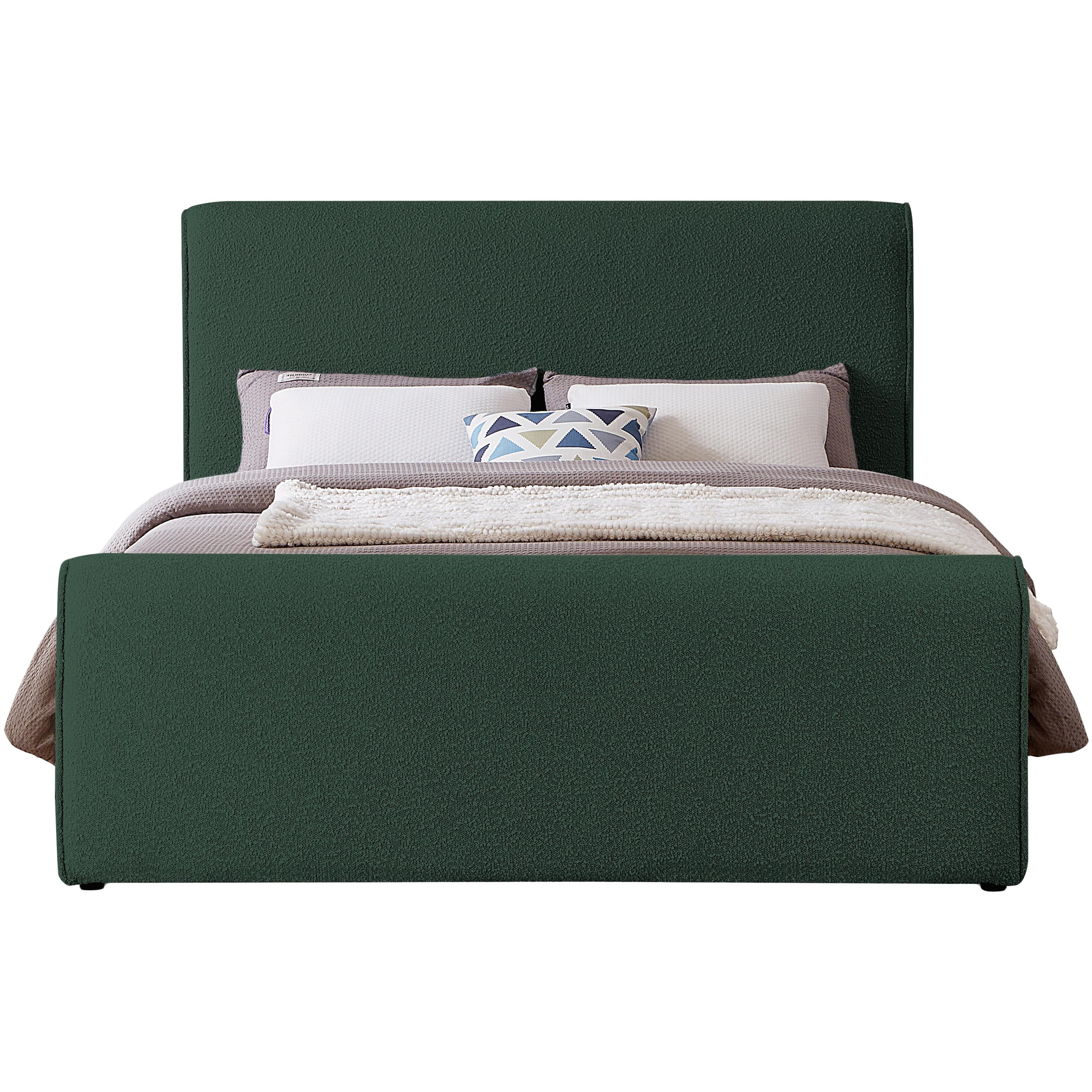 Meridian Stylus Green Boucle Fabric King Bed (3 Boxes)