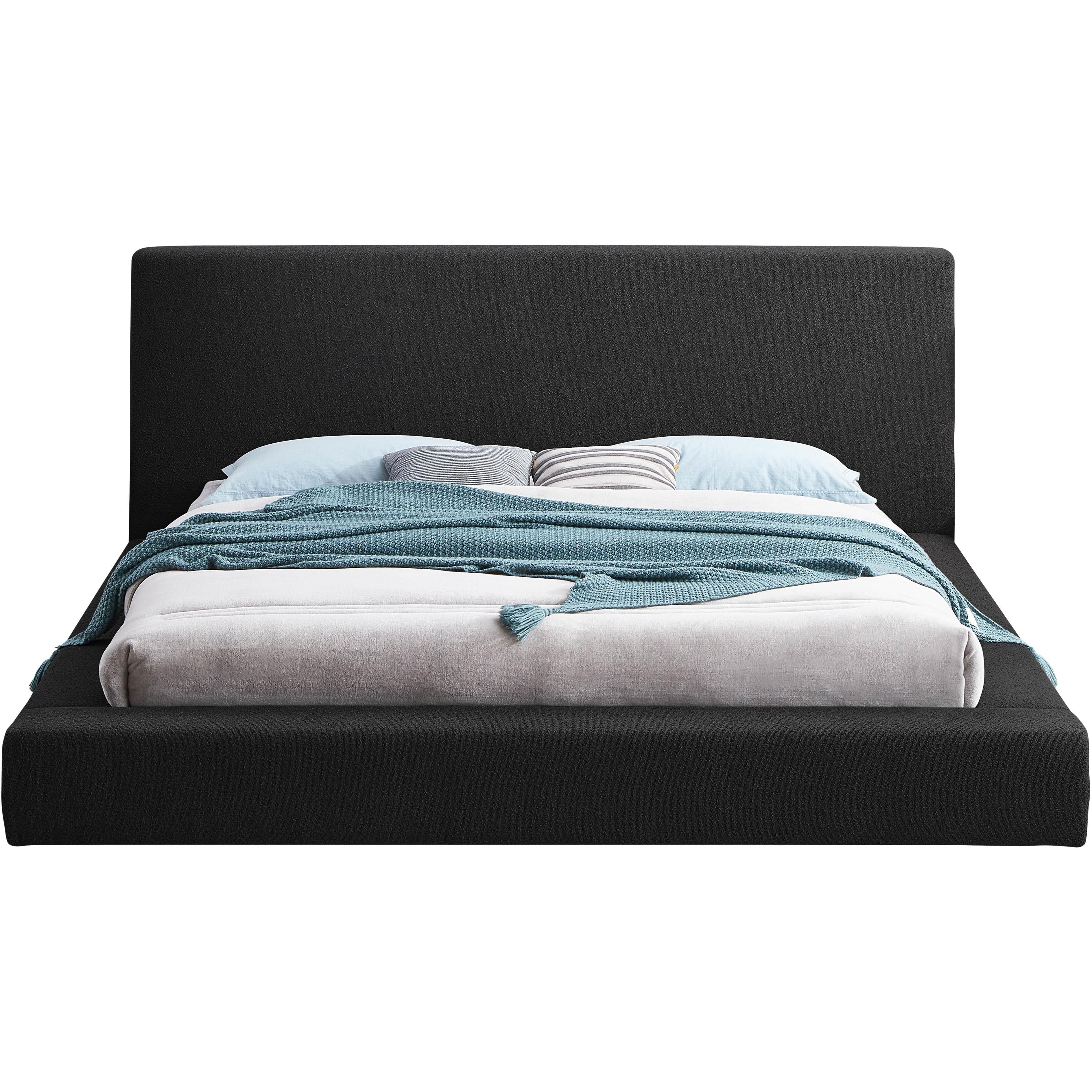 Meridian Terra Black Boucle Fabric Full Bed