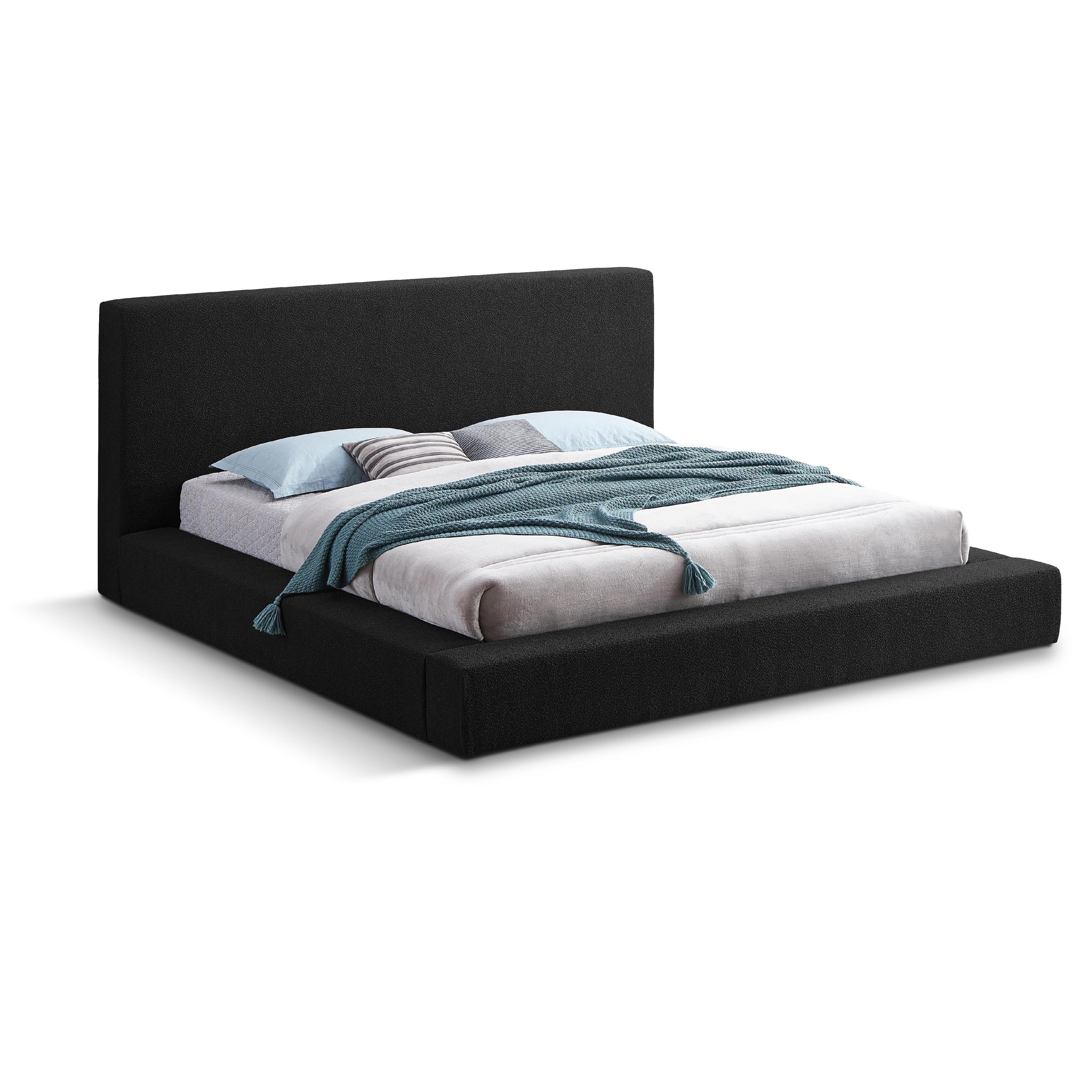 Meridian Terra Black Boucle Fabric King Bed