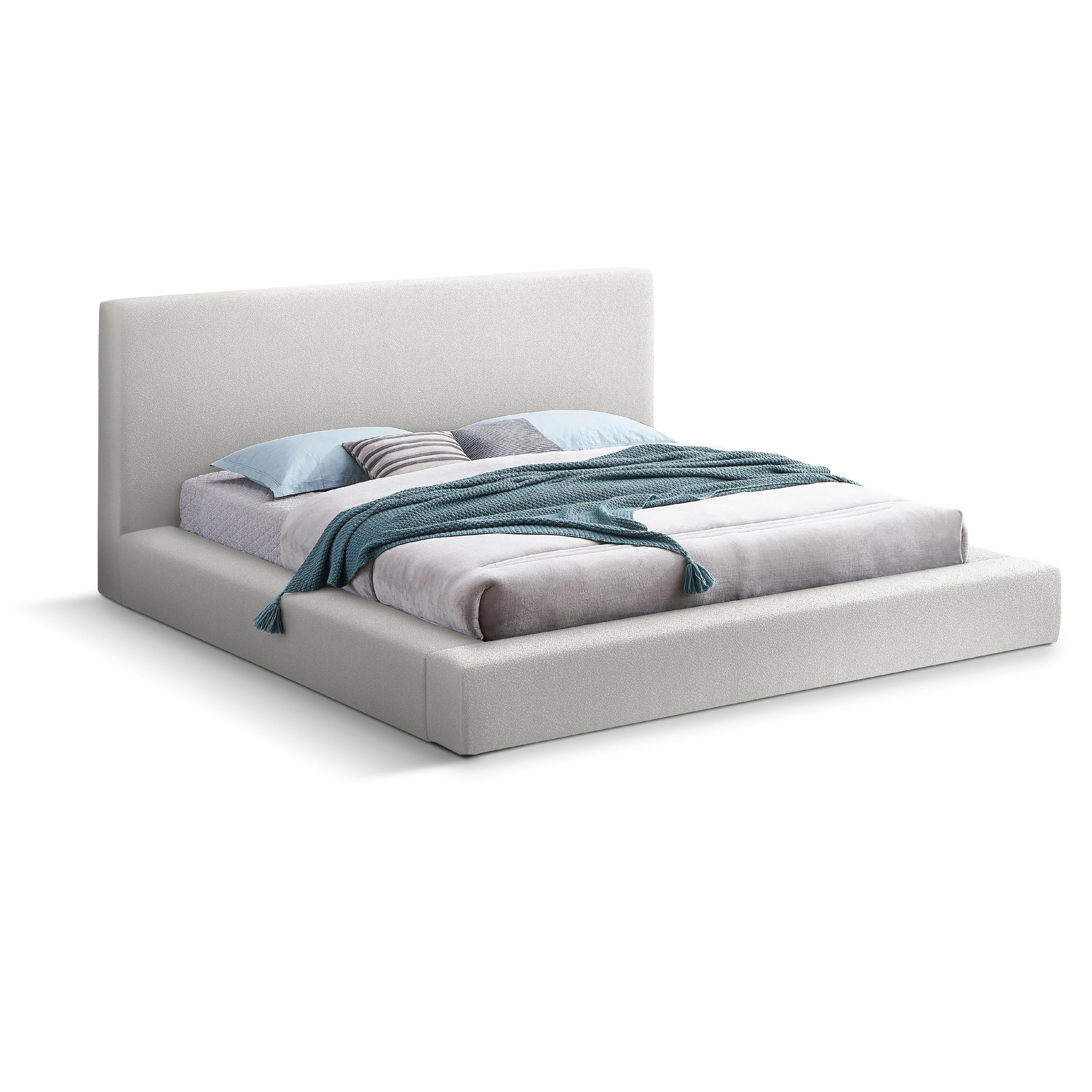 Meridian Terra Cream Boucle Fabric King Bed