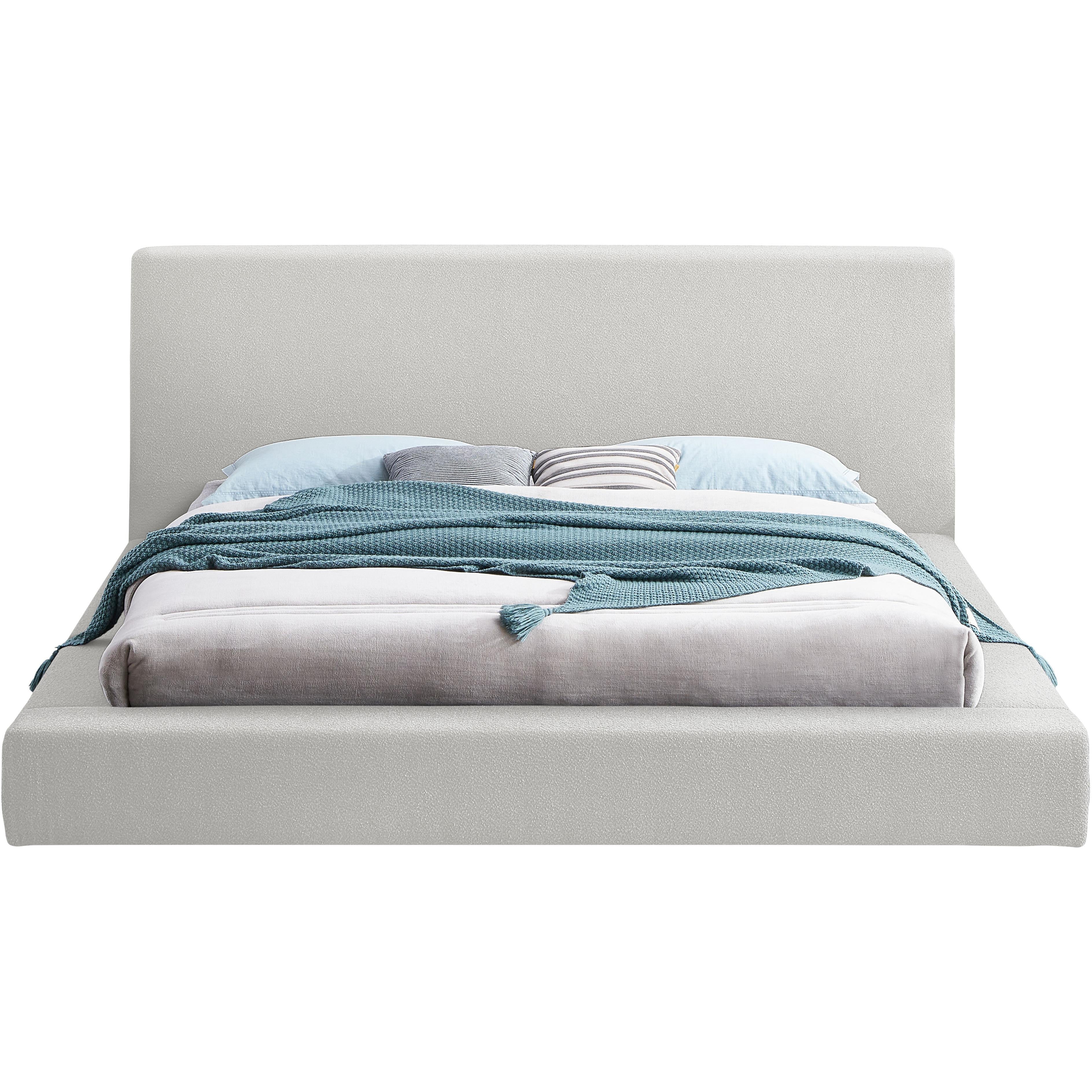 Meridian Terra Cream Boucle Fabric King Bed