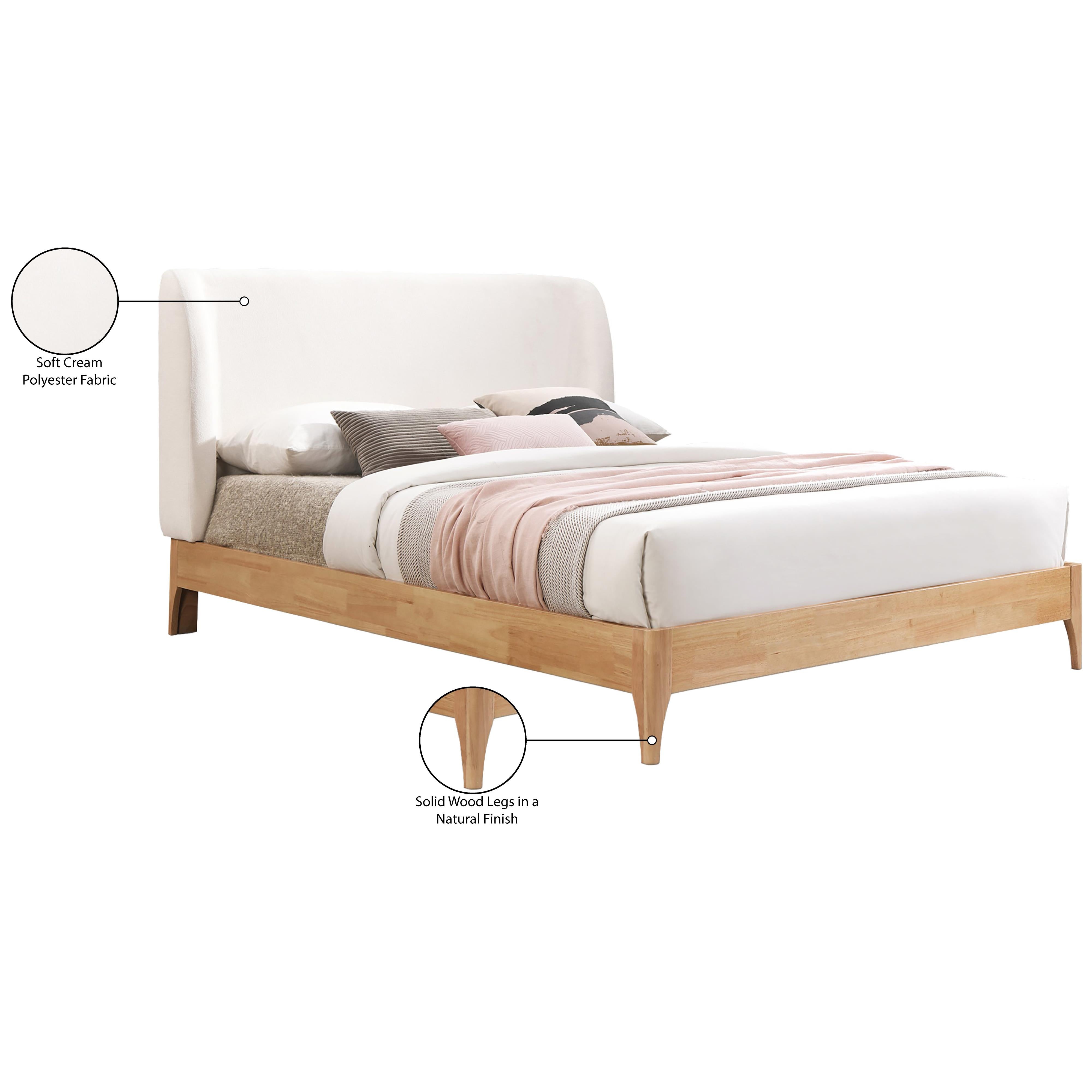 Meridian Ventura Cream Polyester Fabric King Bed